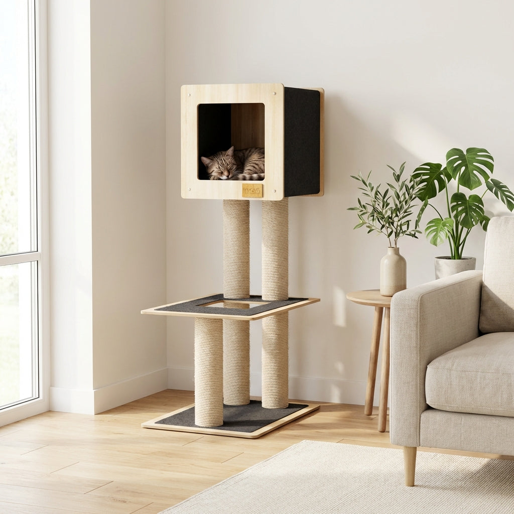 Hut Hideout - 2-Level Deluxe Cat Tree