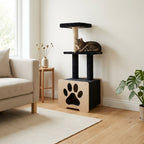 Noba Hut Hideout Deluxe 3-Level Cat Tree – Cat Head & Paw Style