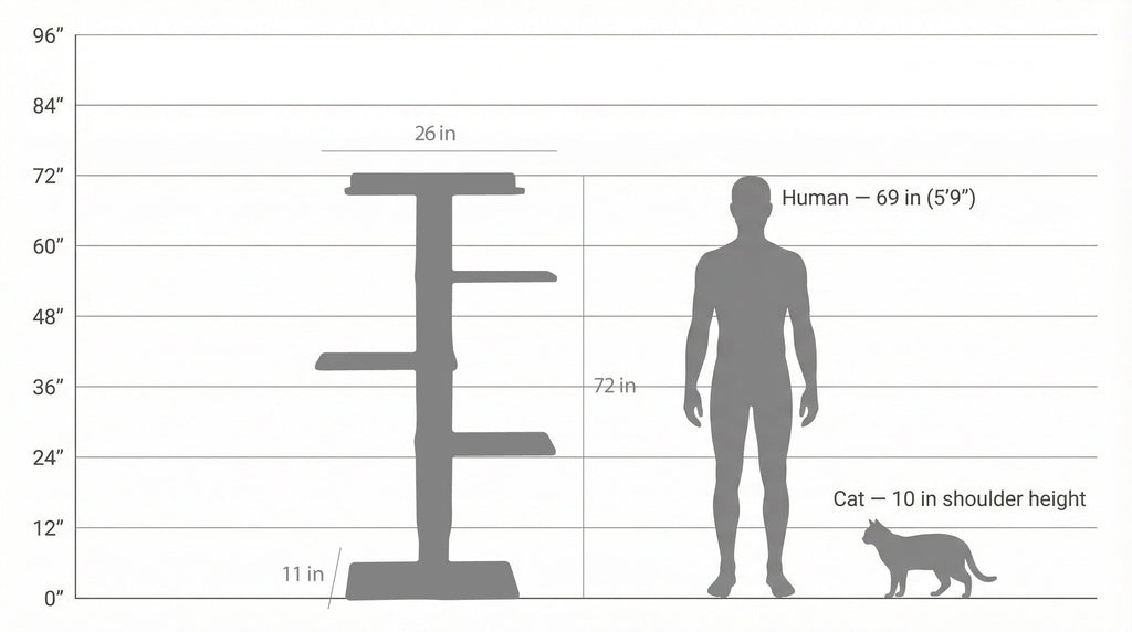 72 inches Wall Mounted Cat Tower - Perfect for small spaces