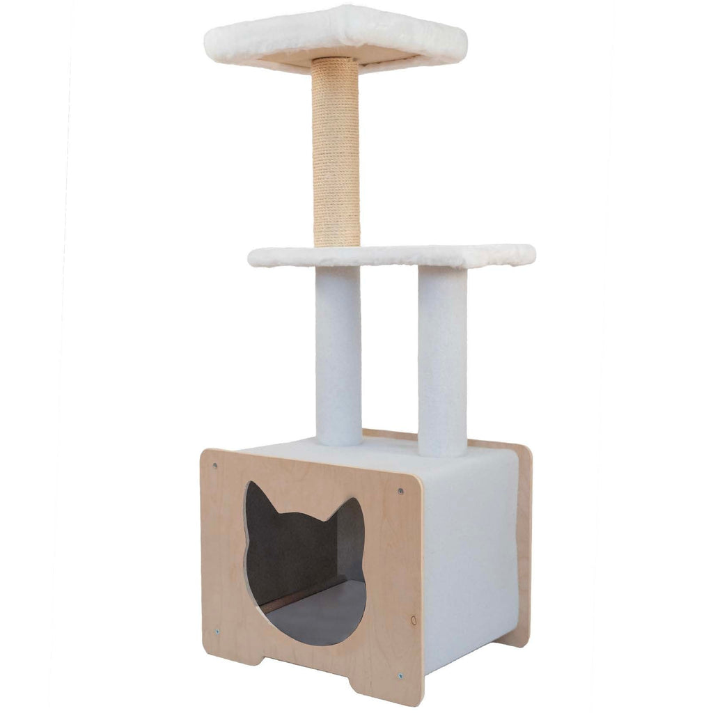 Noba Hut Hideout Deluxe 3-Level Cat Tree – Cat Head & Paw Style