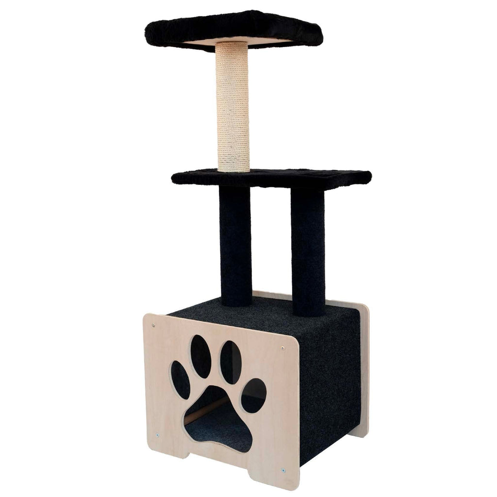 Noba Hut Hideout Deluxe 3-Level Cat Tree – Cat Head & Paw Style