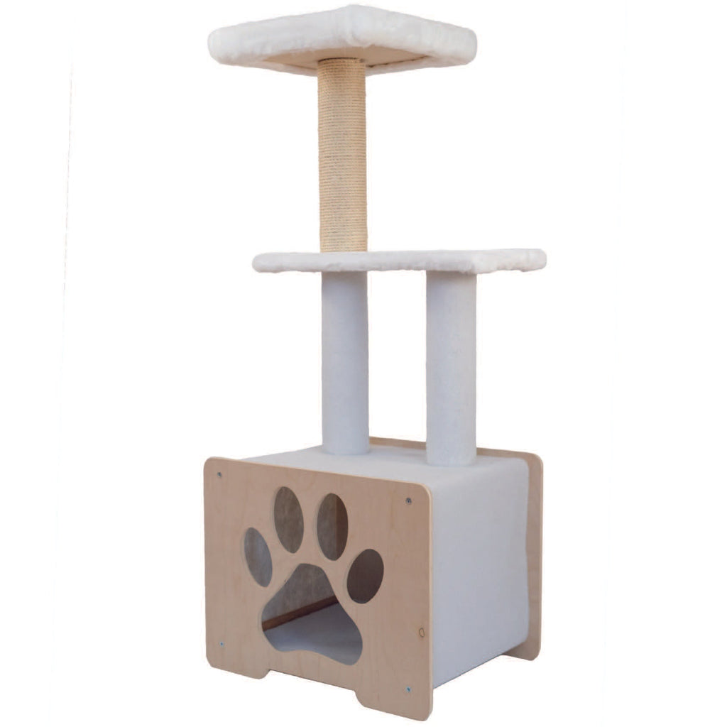 Noba Hut Hideout Deluxe 3-Level Cat Tree – Cat Head & Paw Style