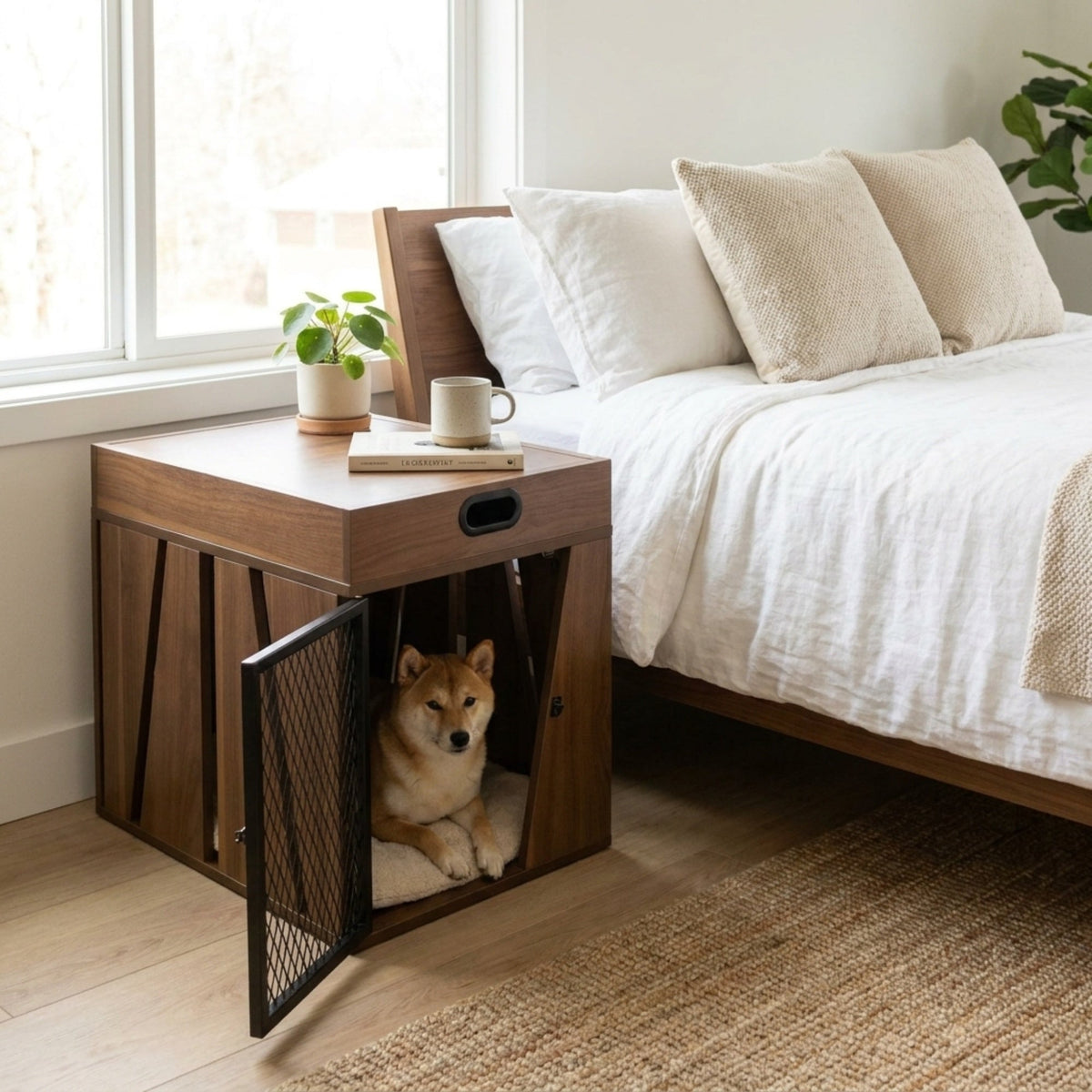 Penny Dog Crate Side Table with Storage
