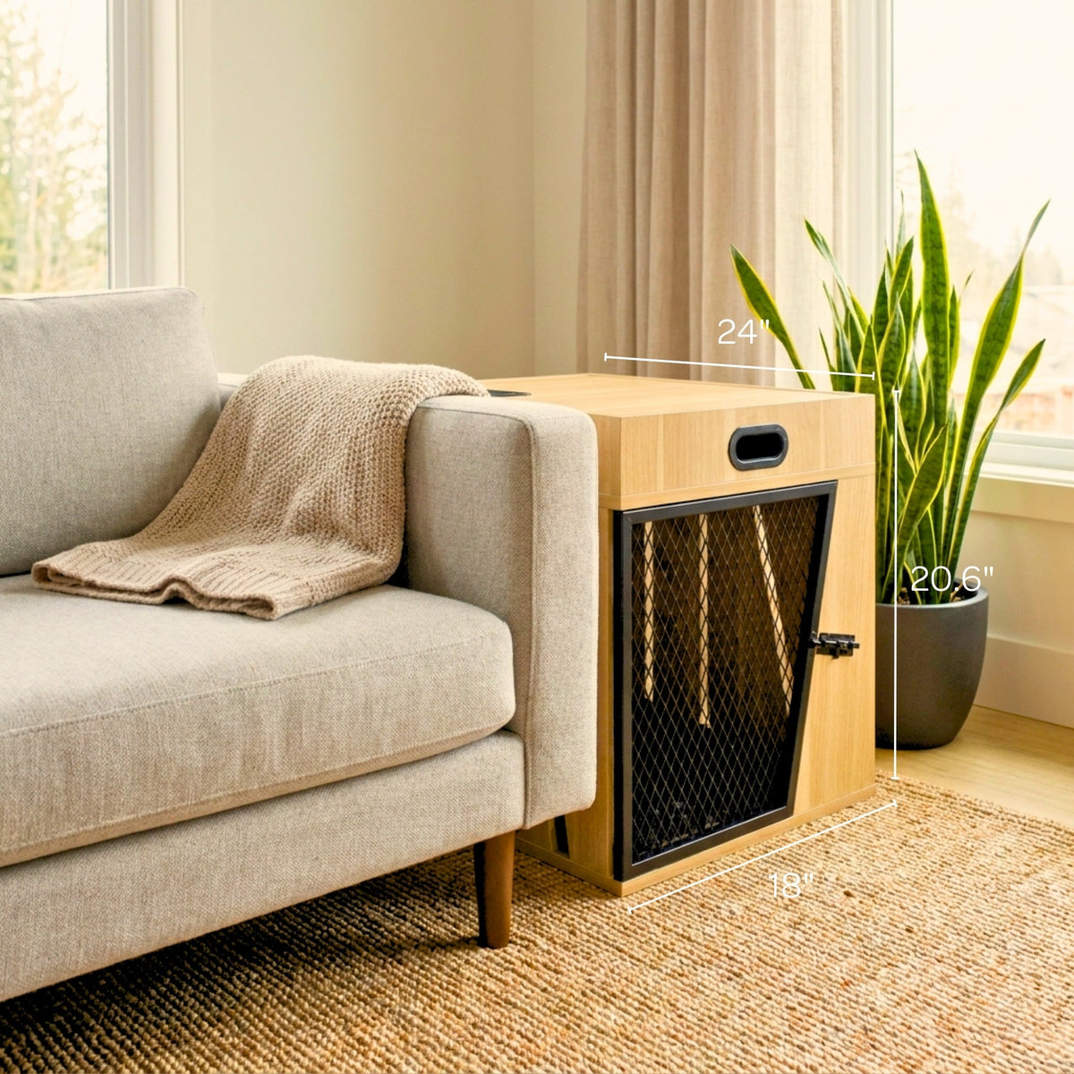 Penny Dog Crate Side Table with Storage