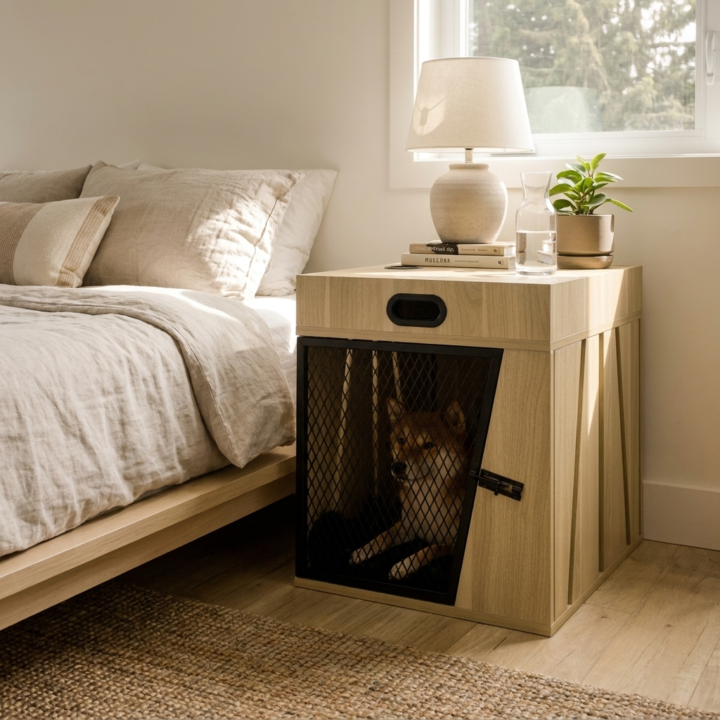 Penny Dog Crate Side Table with Storage
