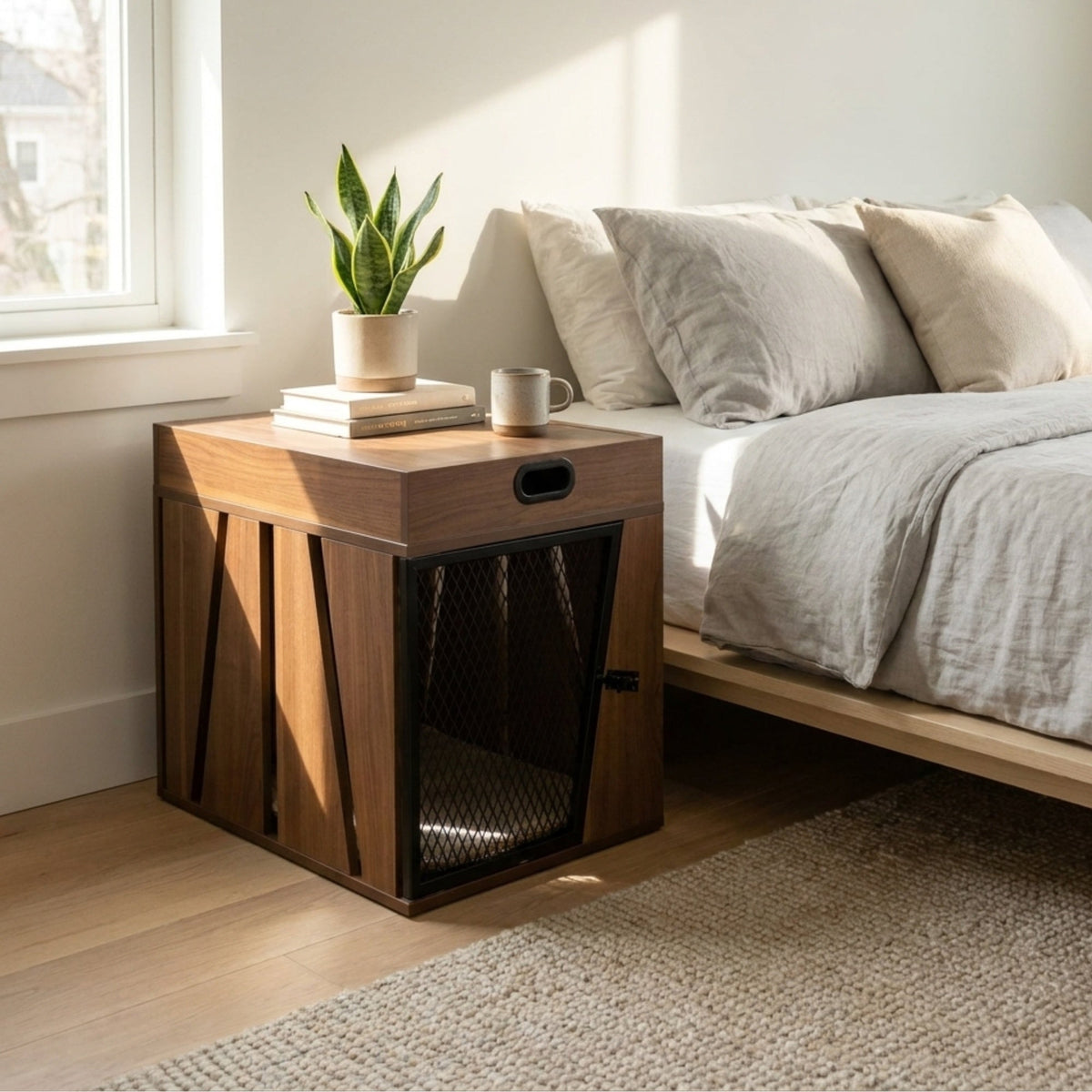 Penny Dog Crate Side Table with Storage