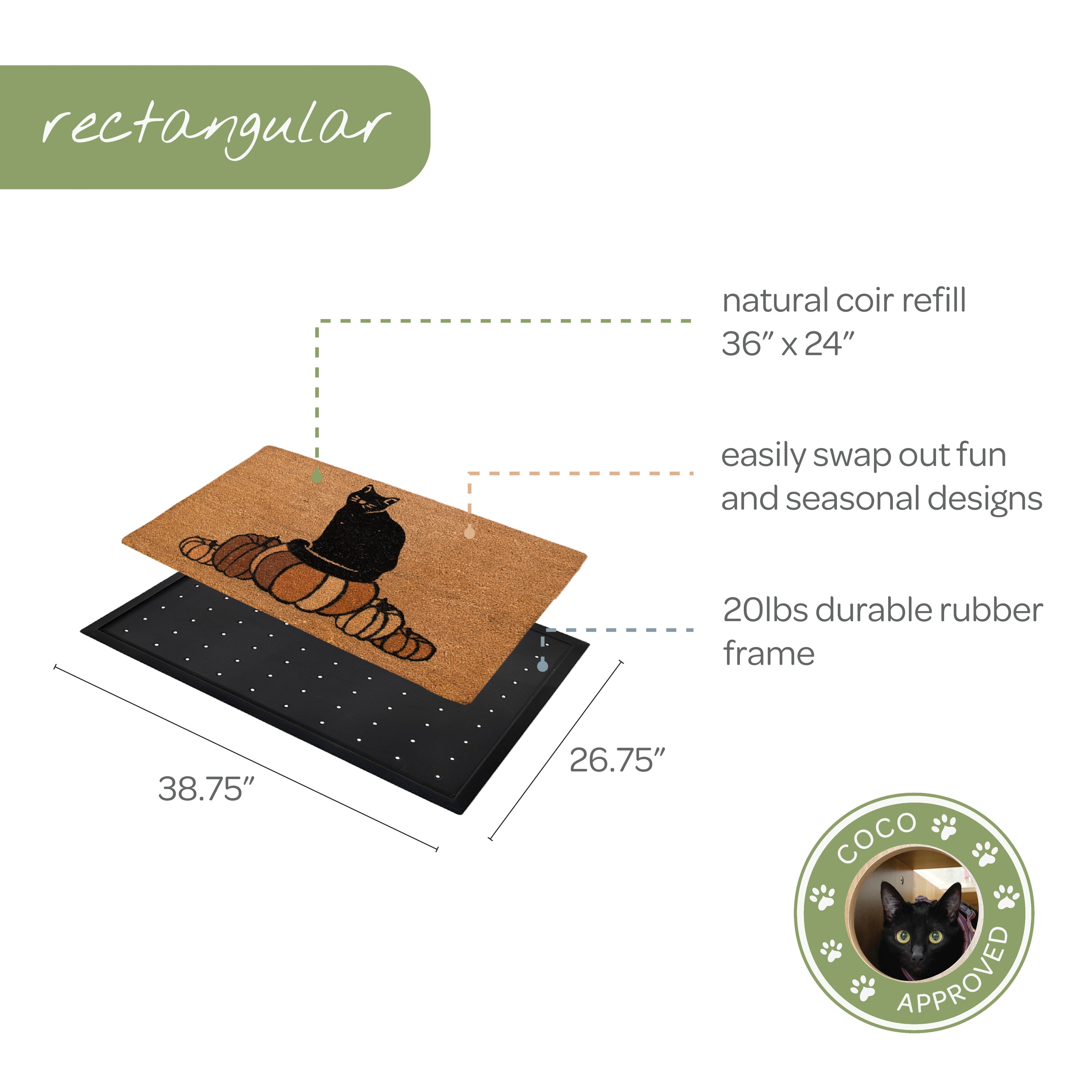 pumpkin + cat convertible entrance doormat