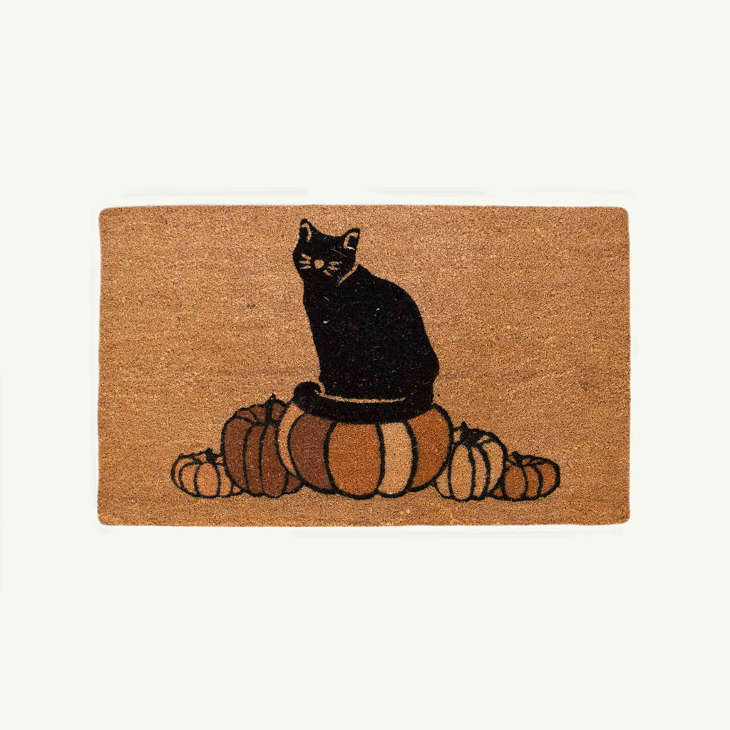 pumpkin + cat convertible entrance doormat