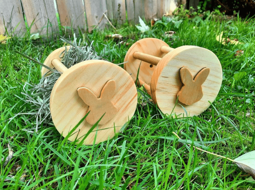 Hippity Hop Small Animal Hay Roller – Handmade Pine Enrichment Toy