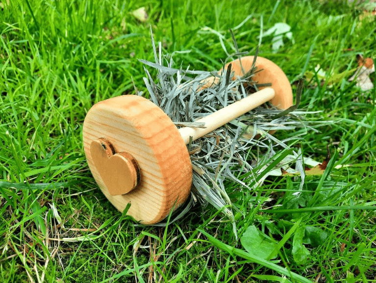 Hippity Hop Small Animal Hay Roller – Handmade Pine Enrichment Toy