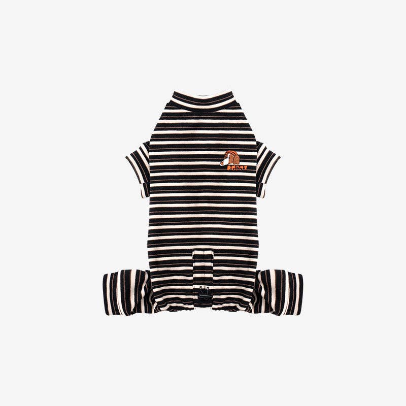 JamJam Stripe All-In-One Dog Jumpsuit – Black