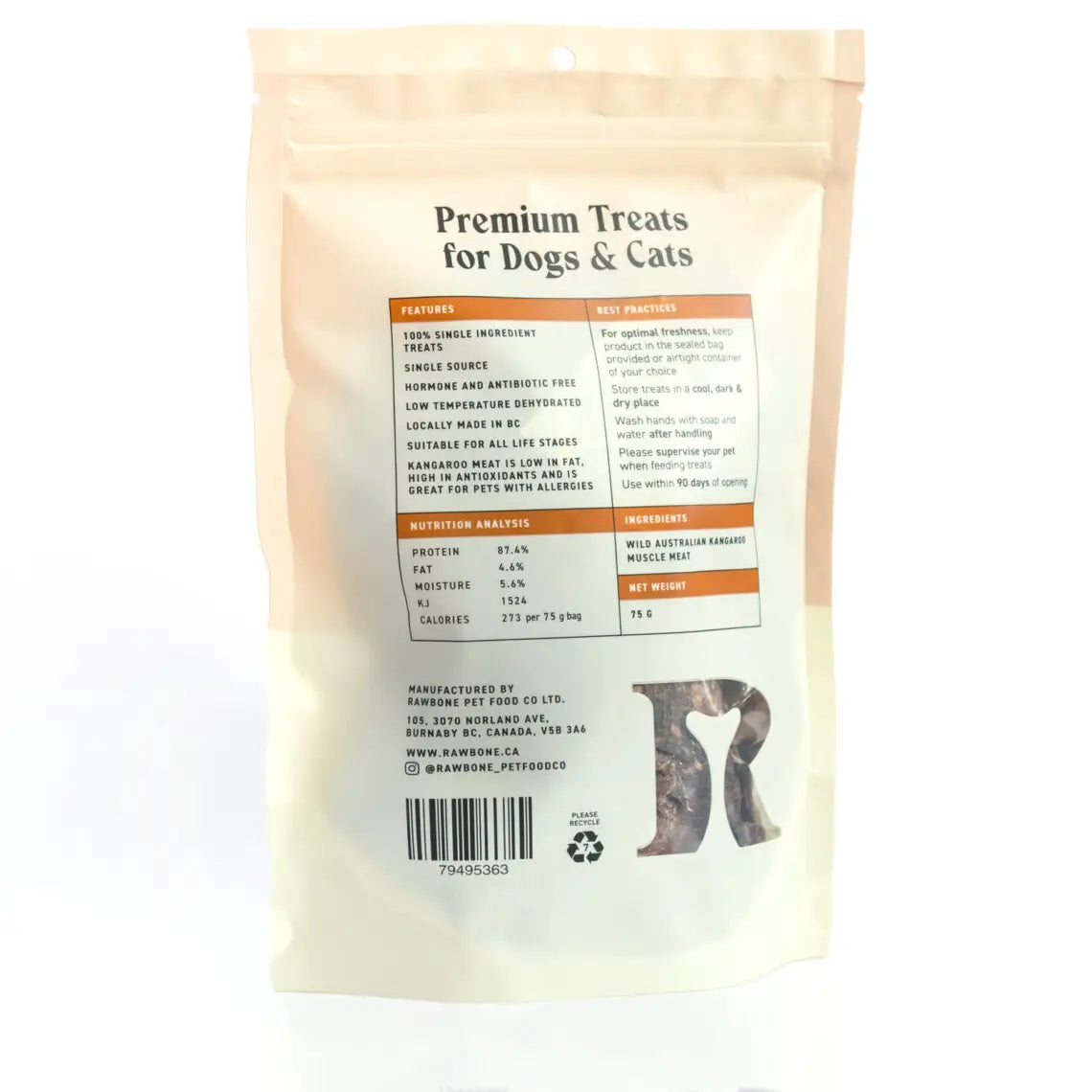 Rawbone Premium Kangaroo Krisps – 75 g