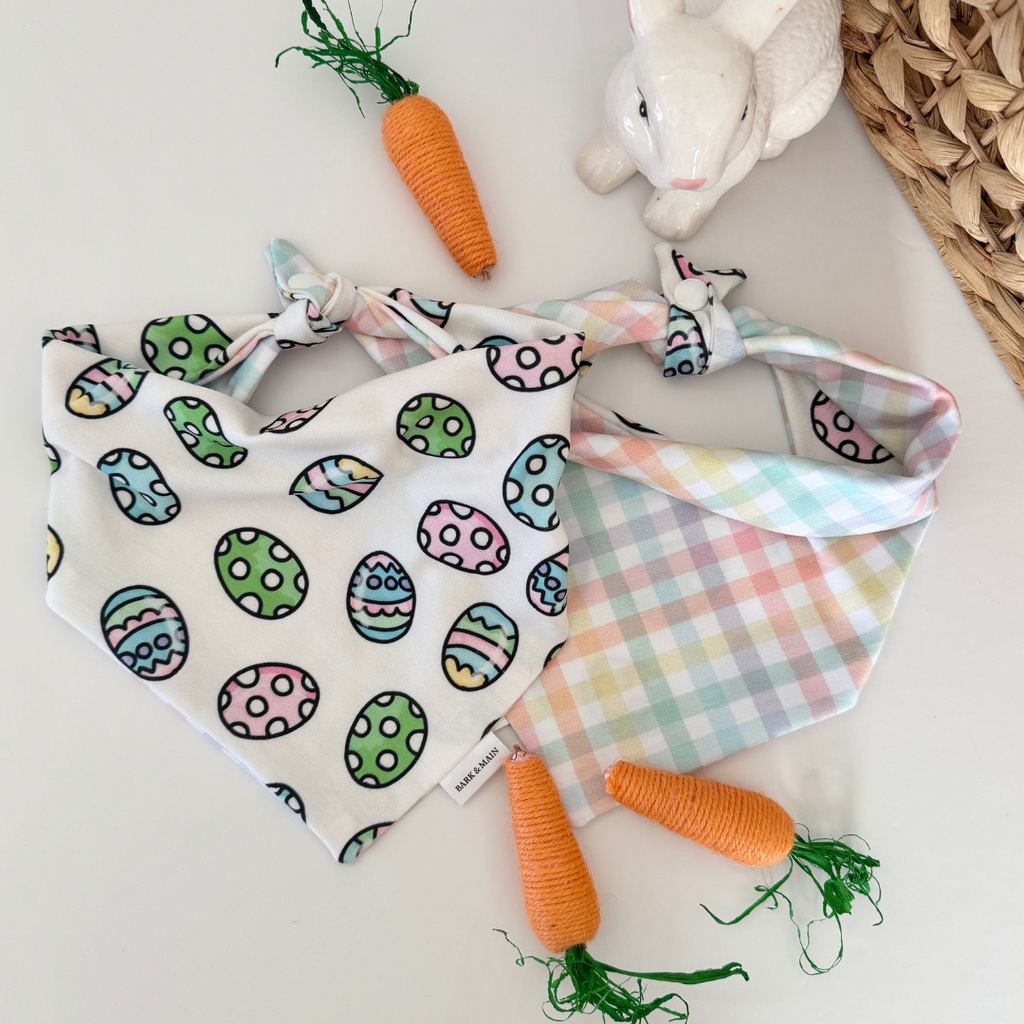 Bark & Main - Easter Eggs & Plaid Reversible Dog Bandana