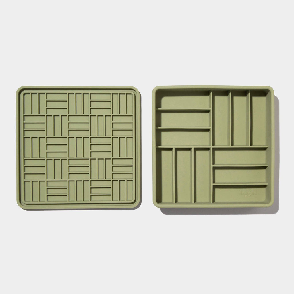 3-in-1 parquet slow feeder bowl - olive