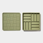 3-in-1 parquet slow feeder bowl - olive