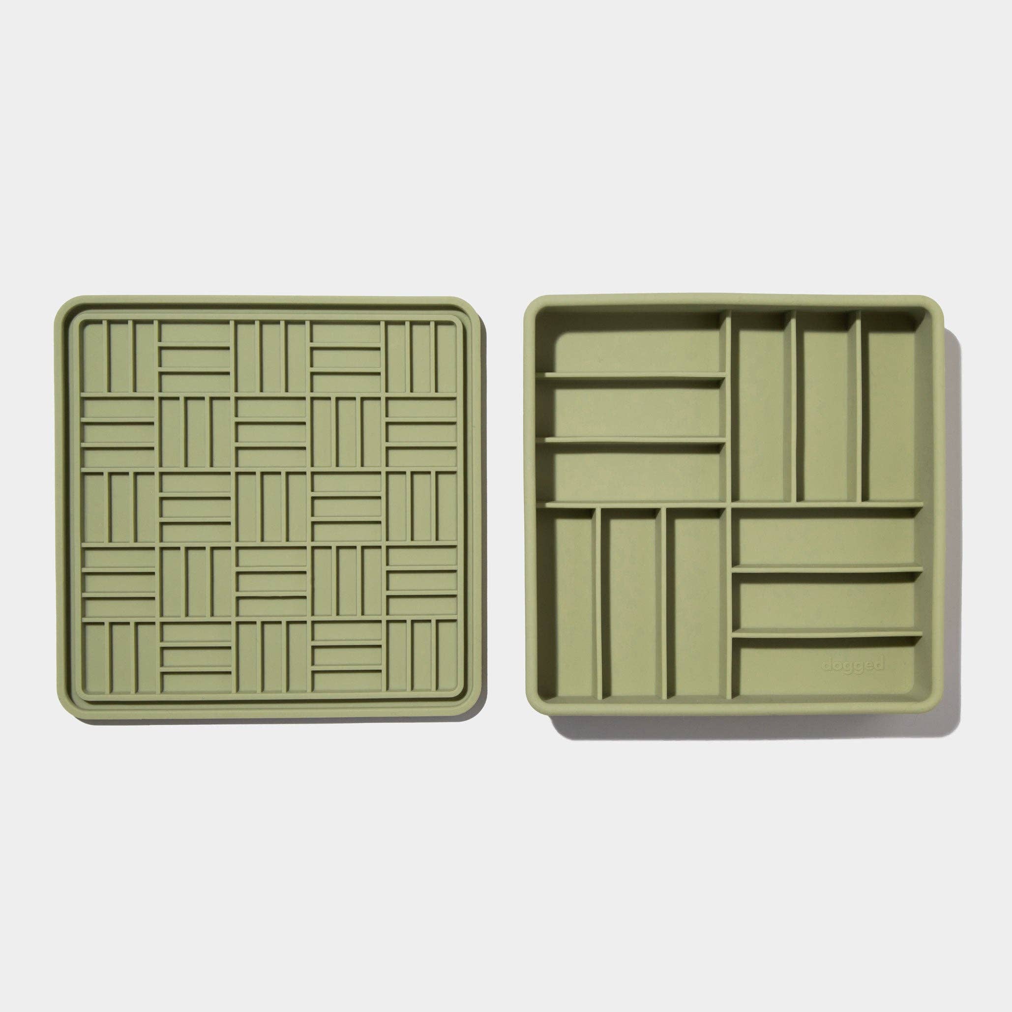 3-in-1 parquet slow feeder bowl - olive