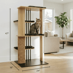 Cali Cat Tree Floor Lamp – Platforms, Scratcher & LED Light
