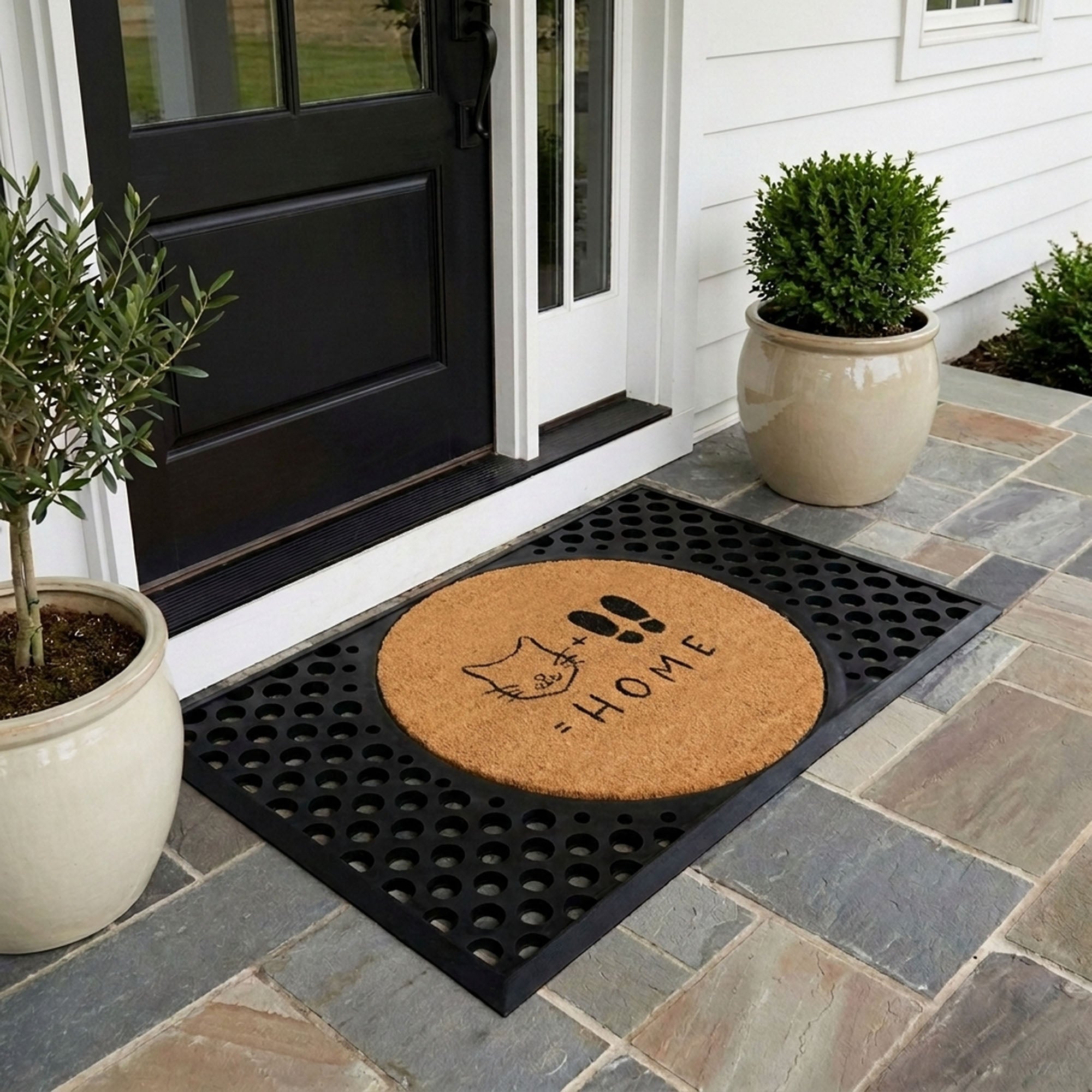 Cat + Feet = Home Round Doormat Set – Convertible Two-Piece System