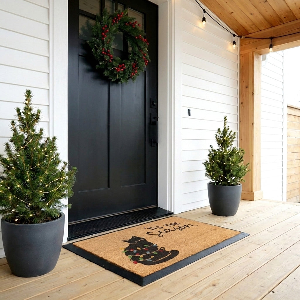 Christmas Cat Rectangular Doormat Set – Convertible Two-Piece System