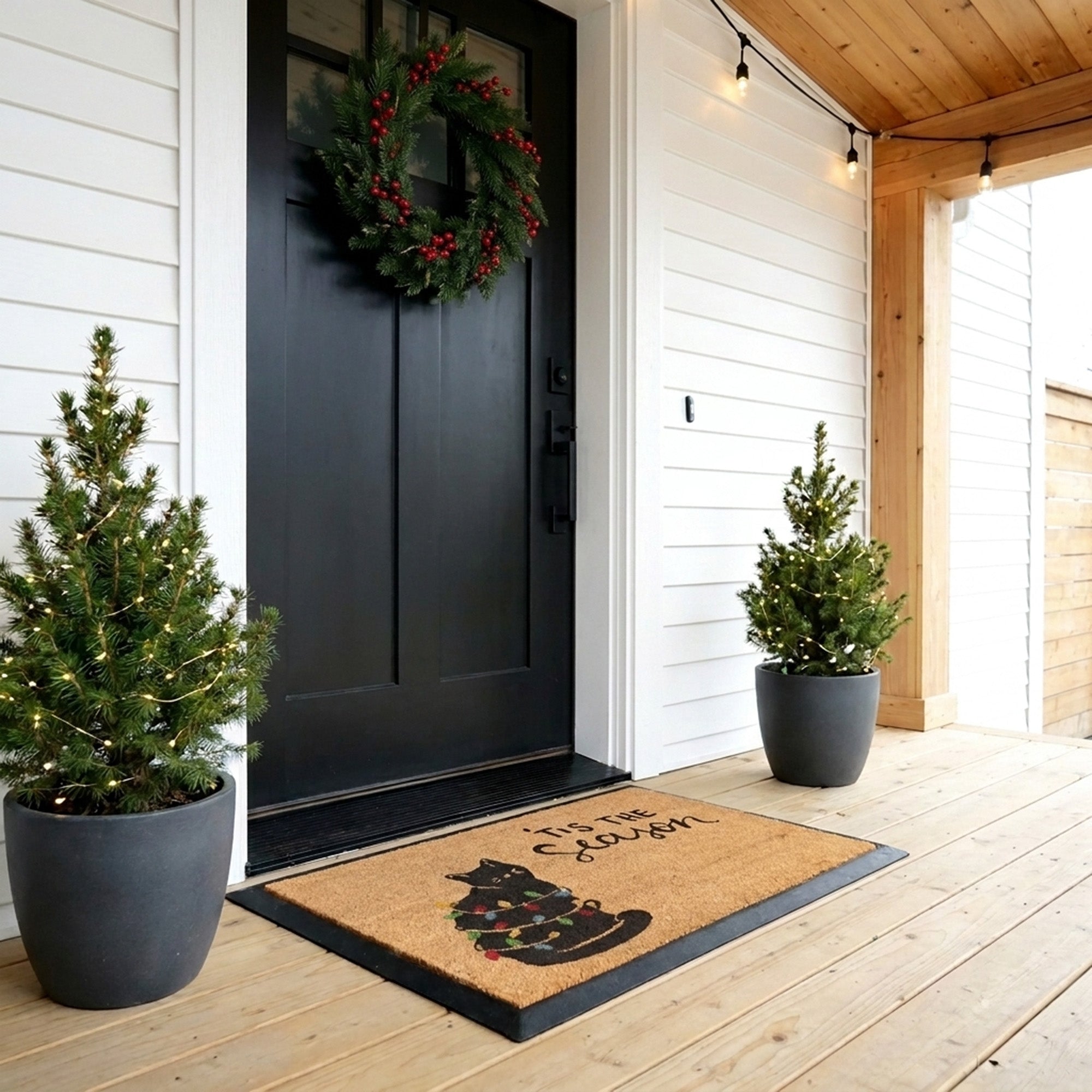 Christmas Cat Rectangular Doormat Set – Convertible Two-Piece System