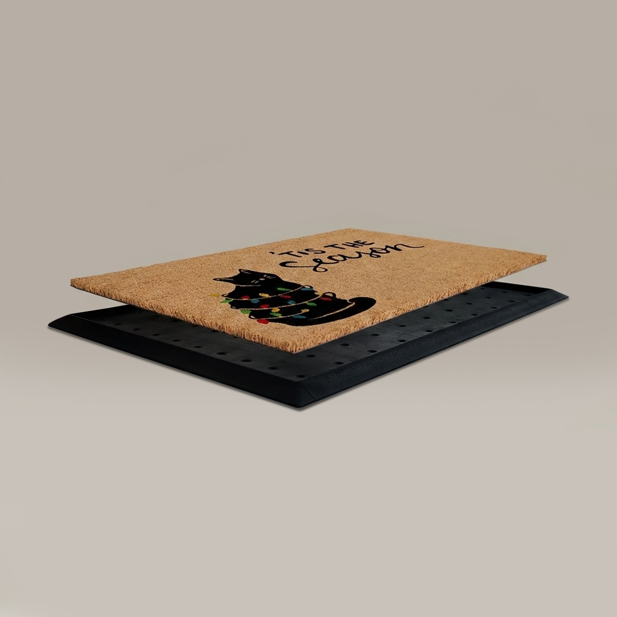 Christmas Cat Rectangular Doormat Set – Convertible Two-Piece System