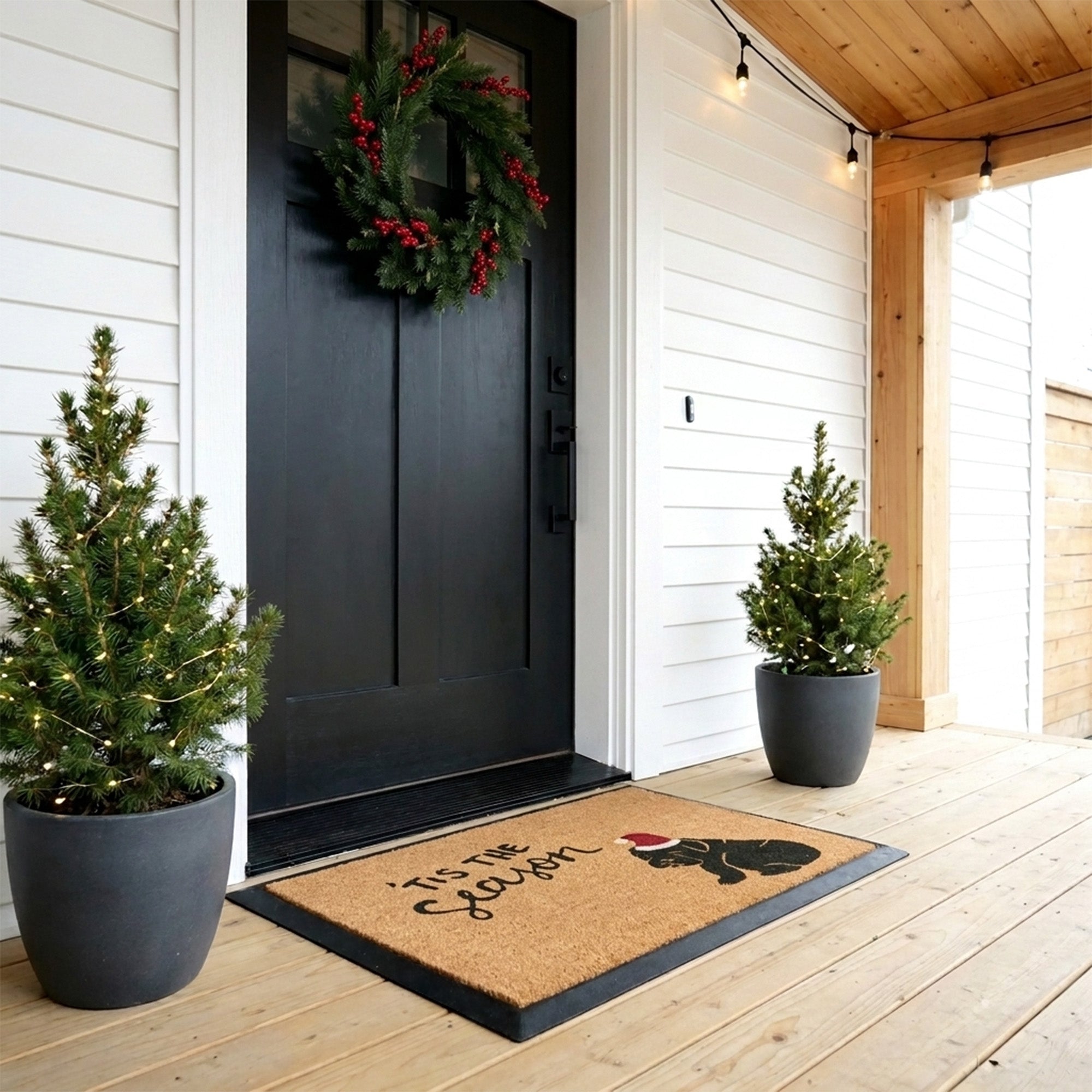 Christmas Dog Rectangular Doormat Set – Convertible Two-Piece System