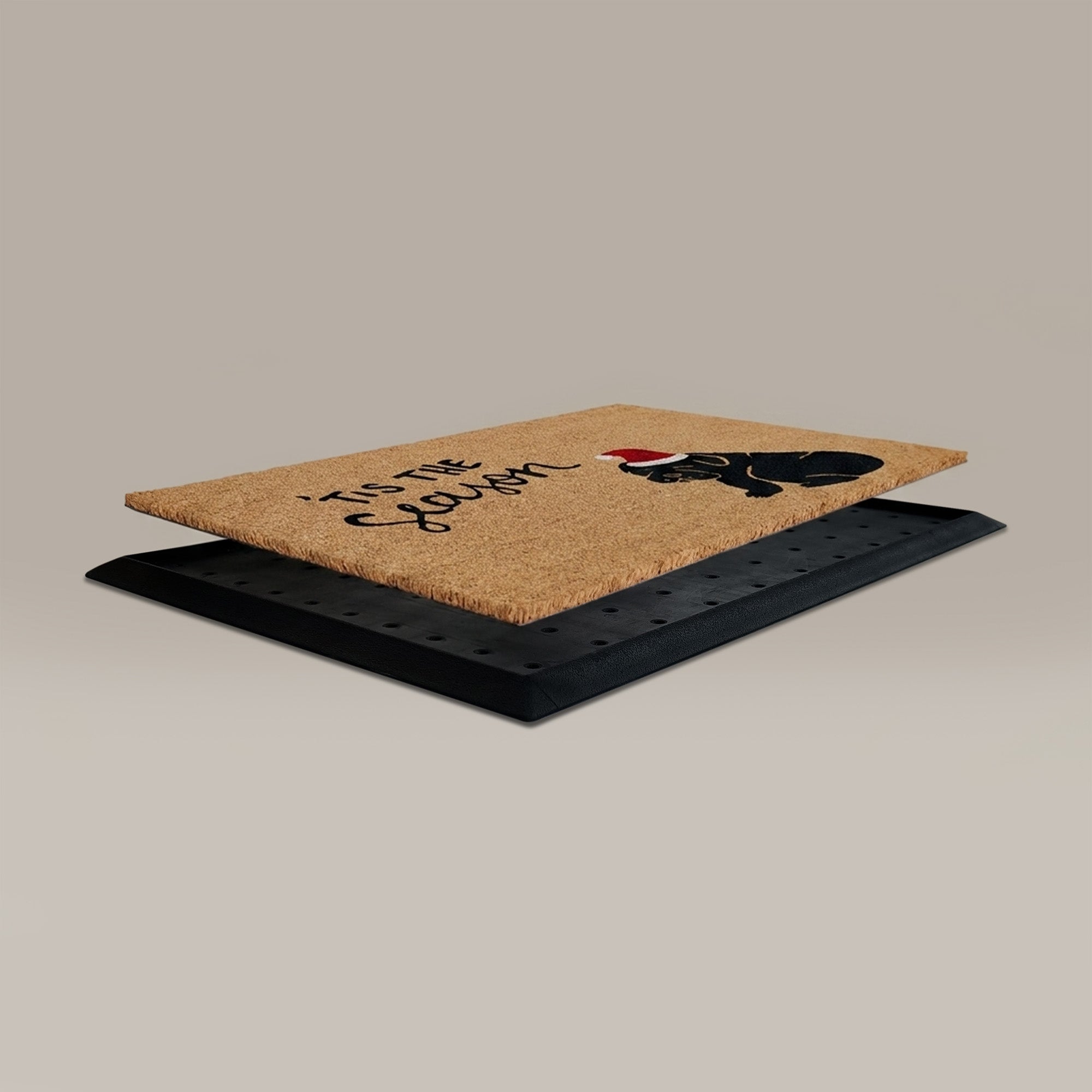 Christmas Dog Rectangular Doormat Set – Convertible Two-Piece System