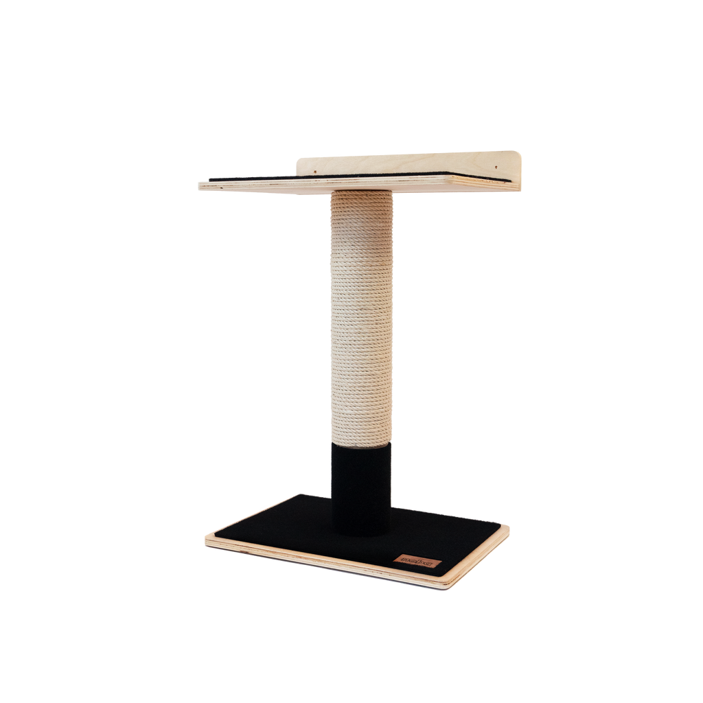 Noba Modern Plywood Cat Tree – 1 Tier, Fique Rope, Black, White & Grey