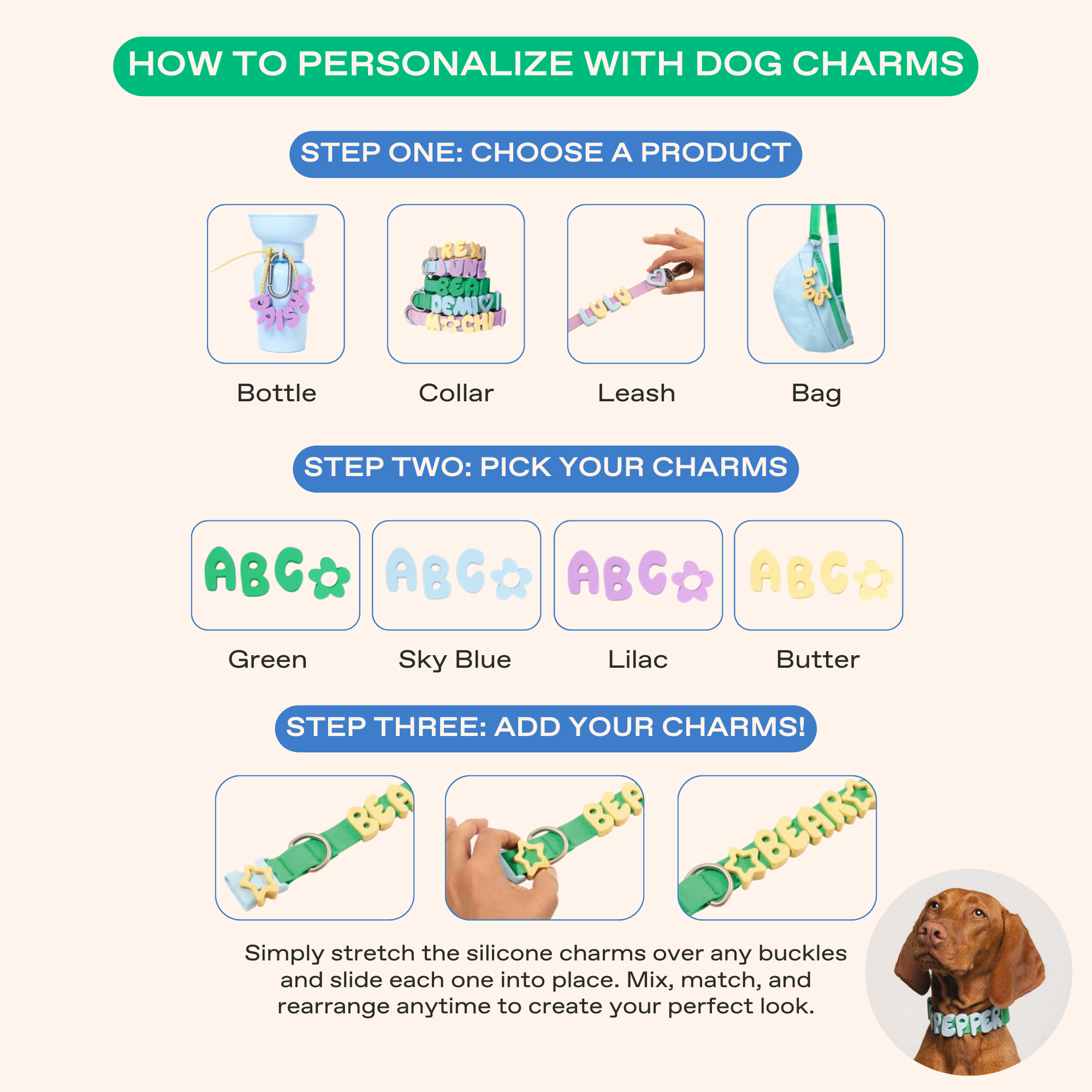 Springland Pets Silicone Dog Collar Charm