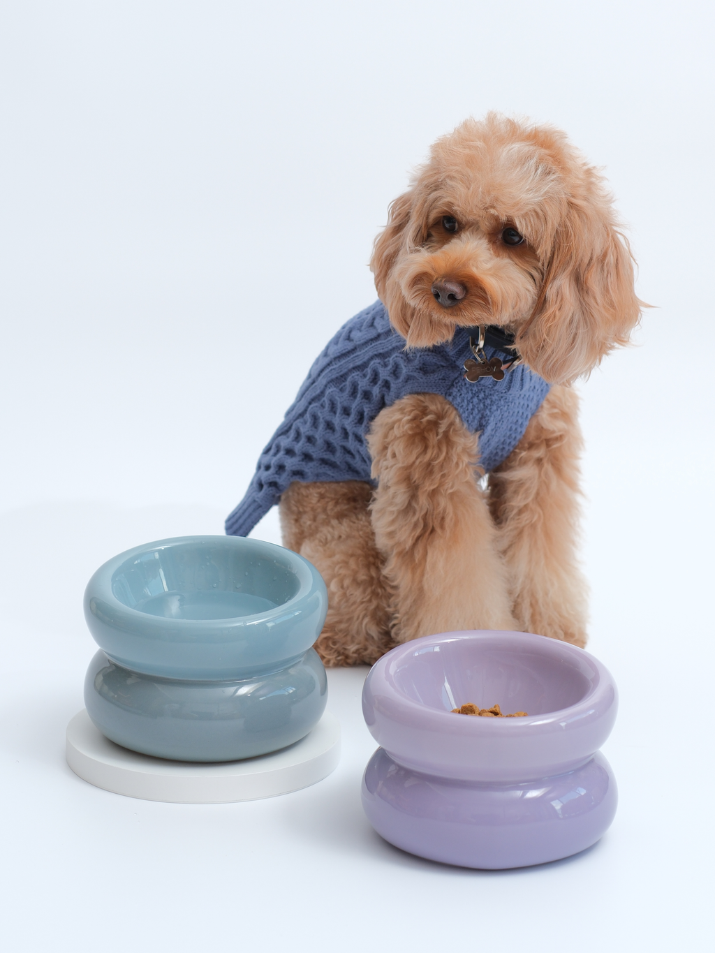 PEHOM Soufflé Pet Bowl - Frozen Blue
