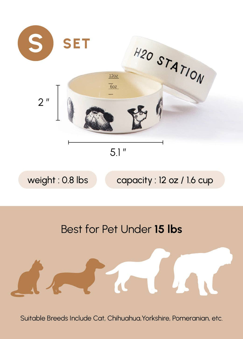 Ceramic Pet Bowl – Set of 2