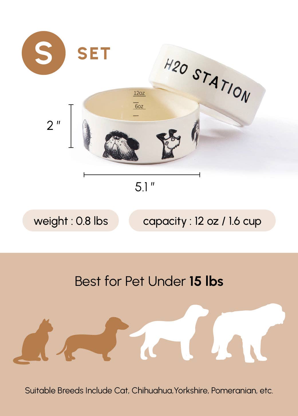 Ceramic Pet Bowl – Set of 2