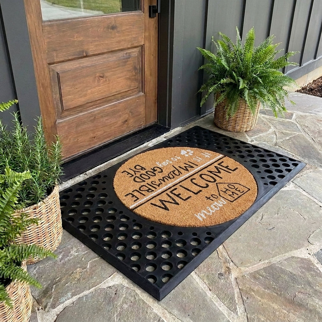 Hello/Goodbye Round Doormat Set – Convertible Two-Piece System
