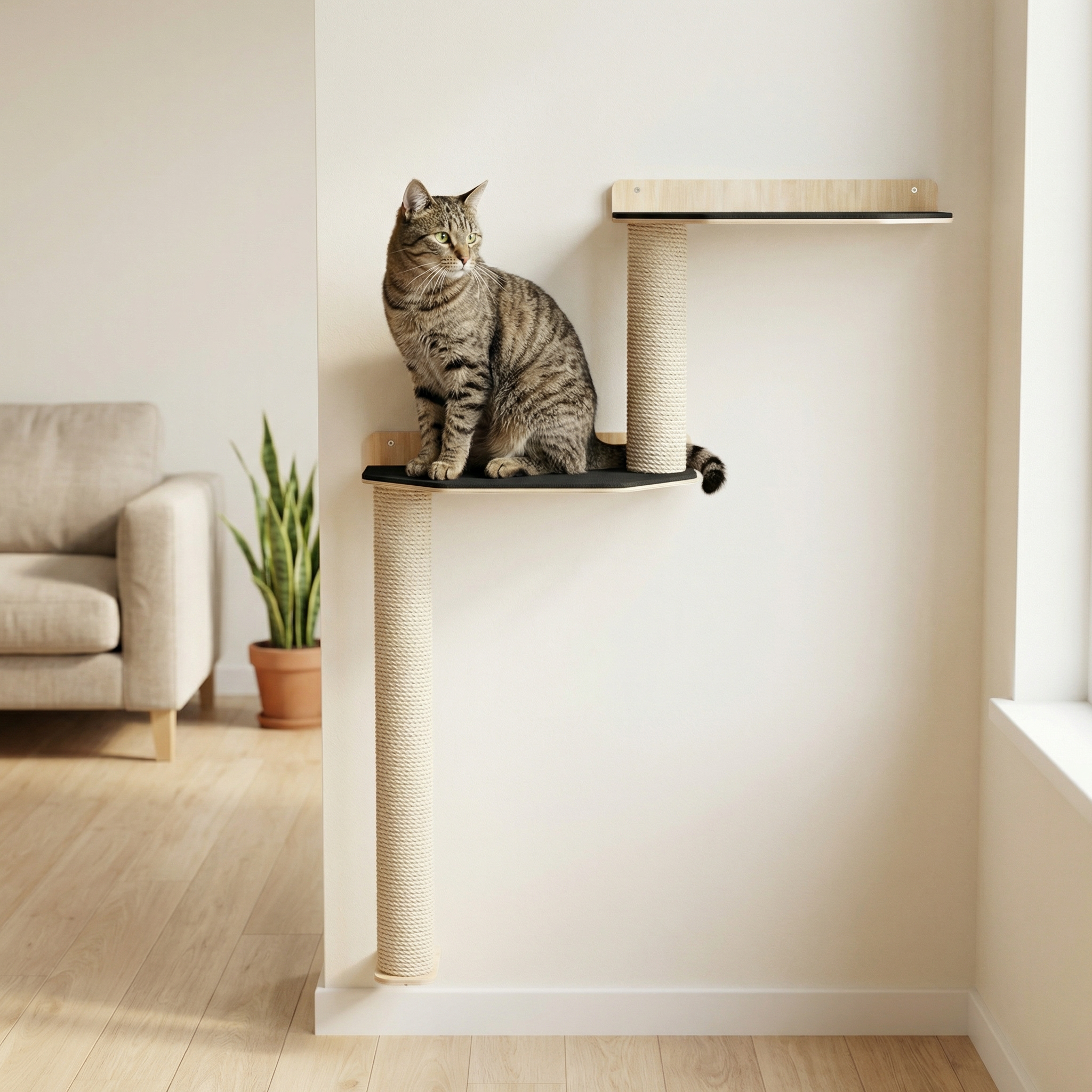 Noba Mural Parkour Wall-Mounted Cat Climbing Scratcher – Black & Grey