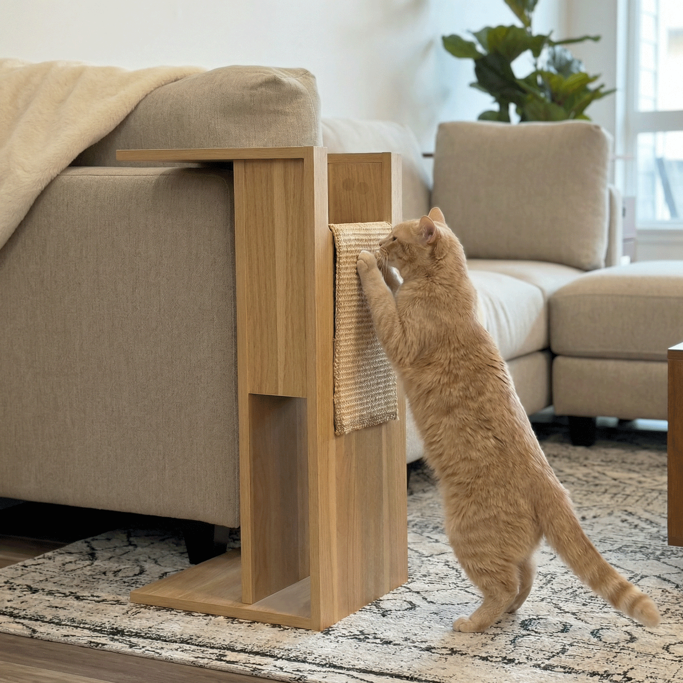 Jewl Nesting Table & Cat Scratcher – Oak & Walnut