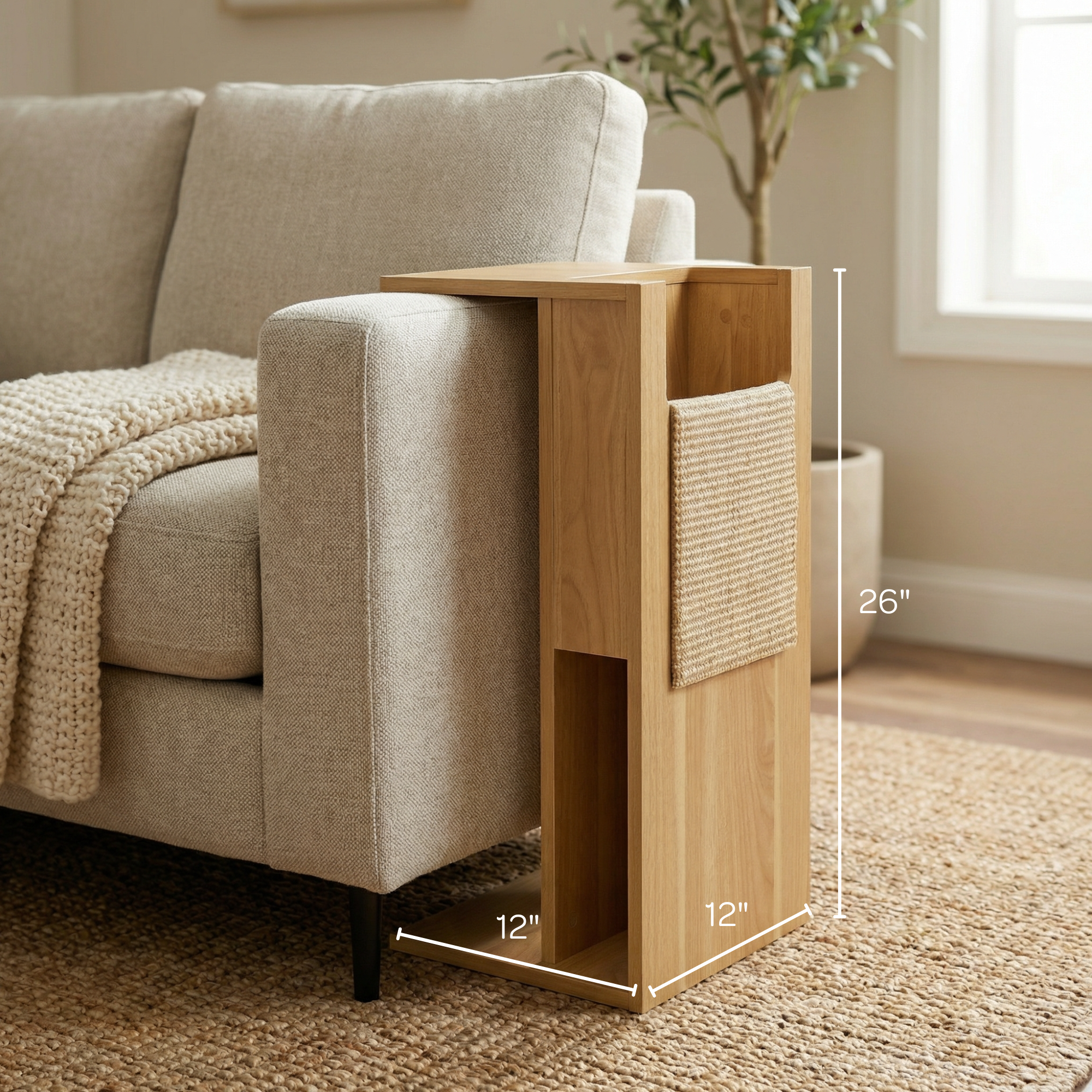 Jewl Nesting Table & Cat Scratcher – Oak & Walnut