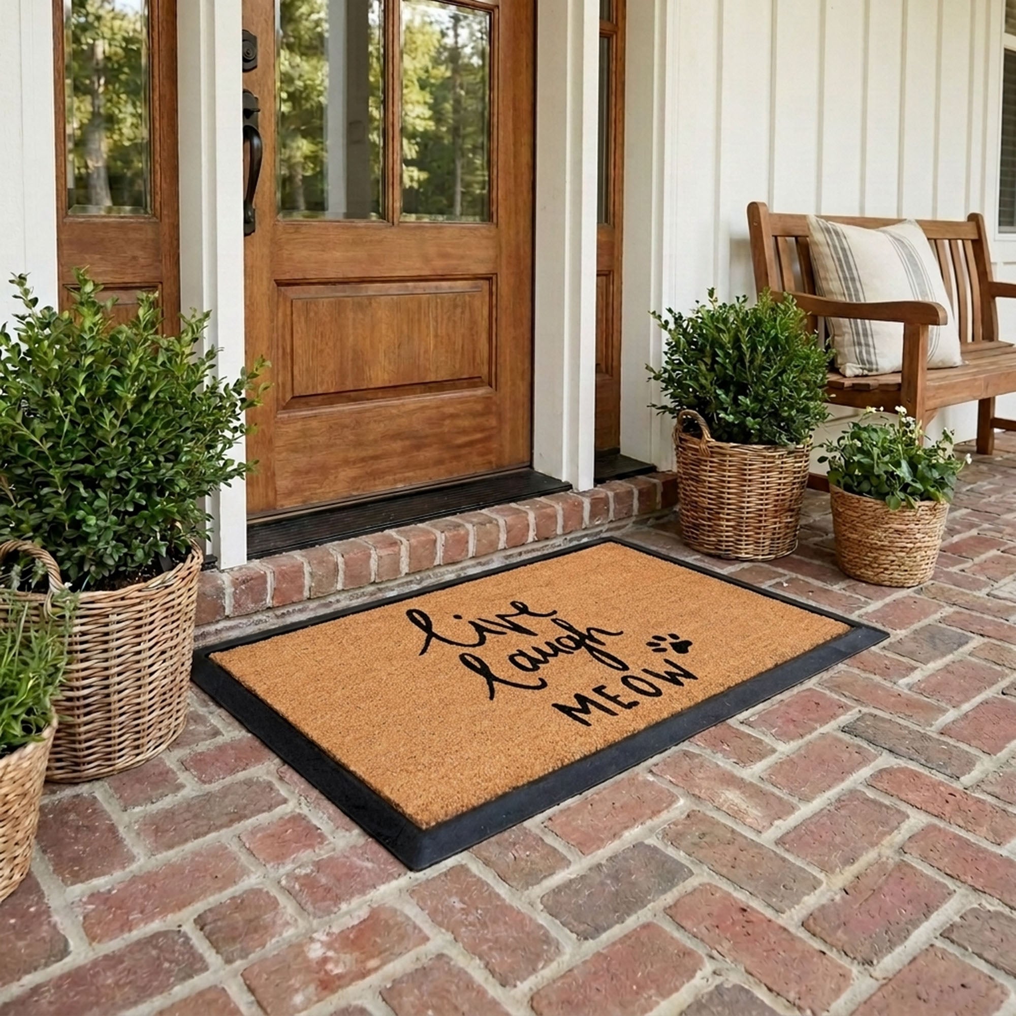 Live Laugh Meow Rectangular Doormat Set – Convertible Two-Piece System