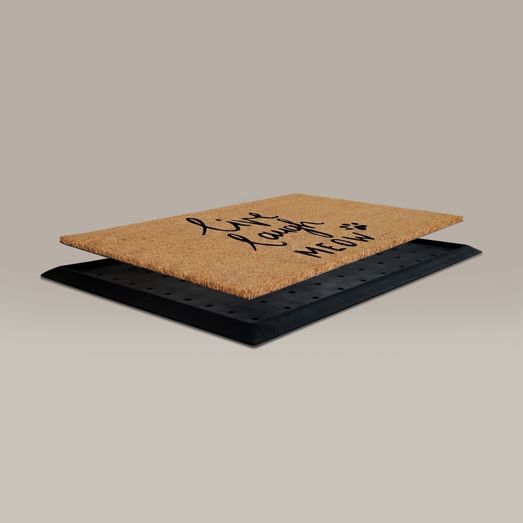 Live Laugh Meow Rectangular Doormat Set – Convertible Two-Piece System
