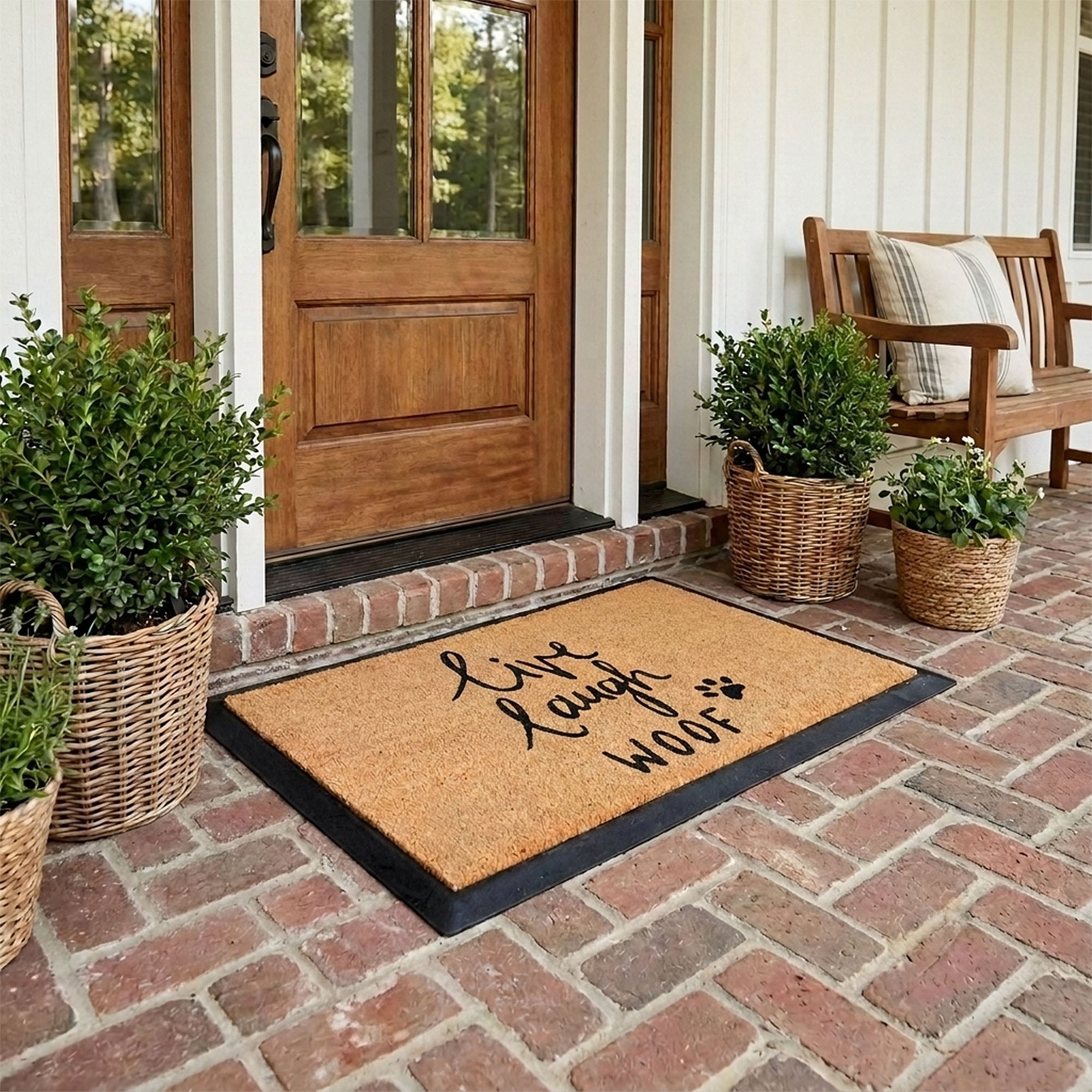 Live Laugh Woof Rectangular Doormat Set – Convertible Two-Piece System