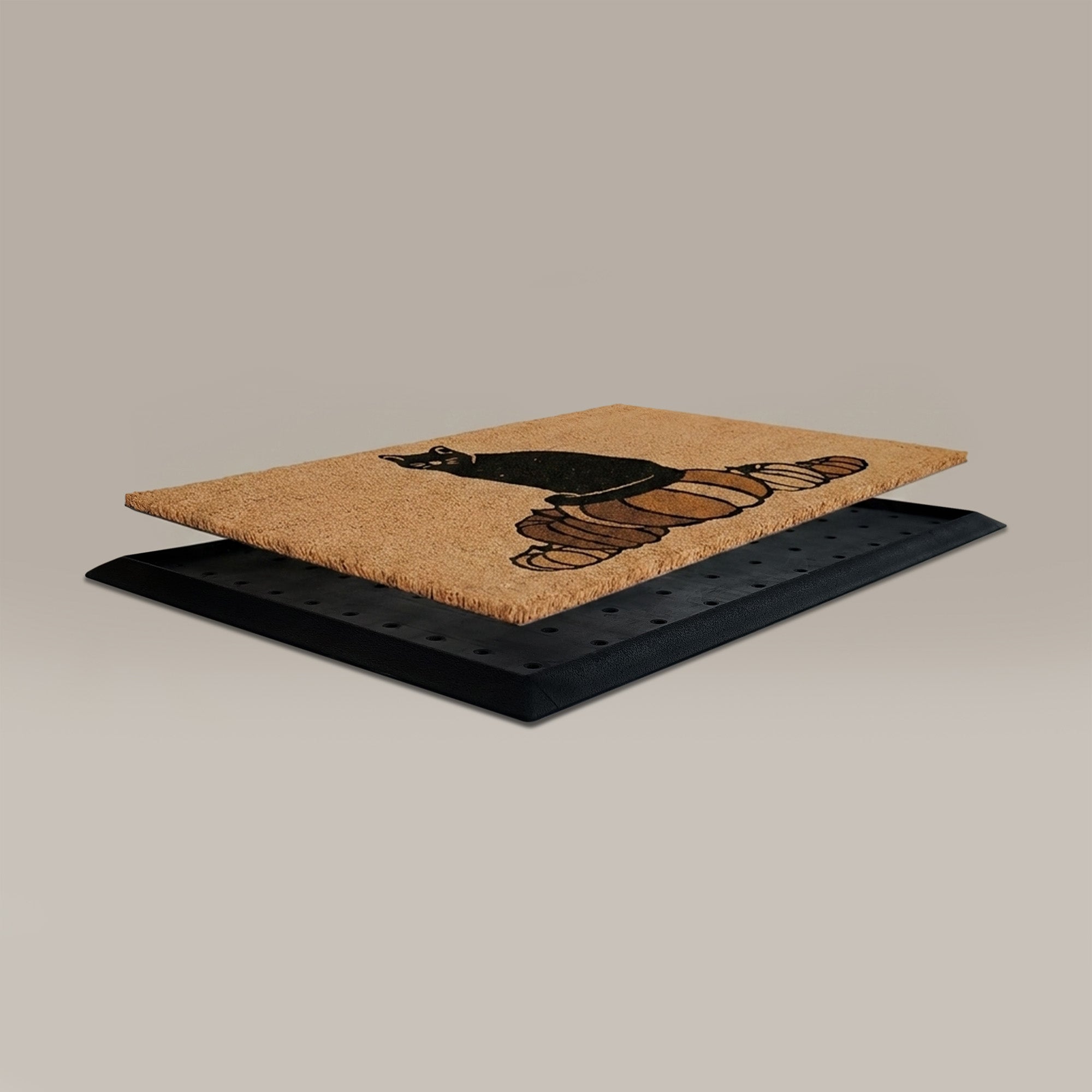 Pumpkin Cat Rectangular Doormat Set – Convertible Two-Piece System