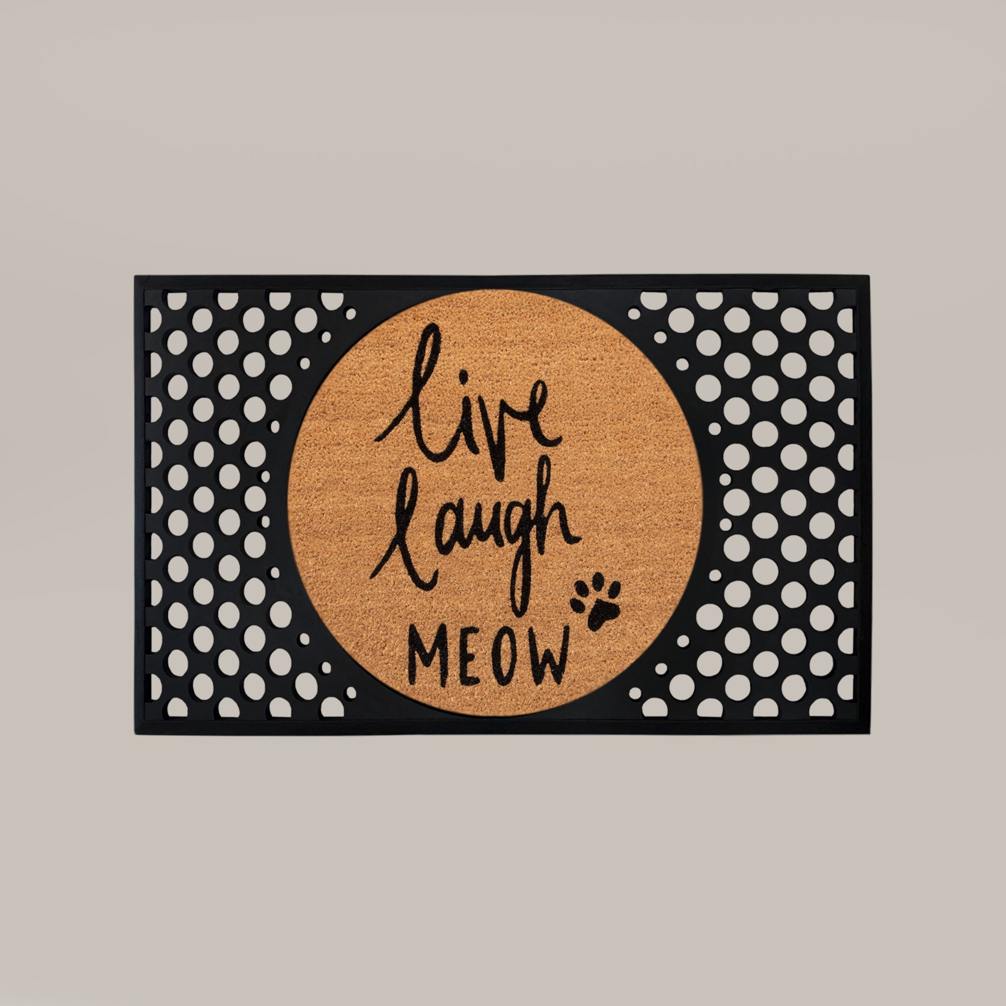 Live Laugh Meow Round Doormat Set – Convertible Two-Piece System