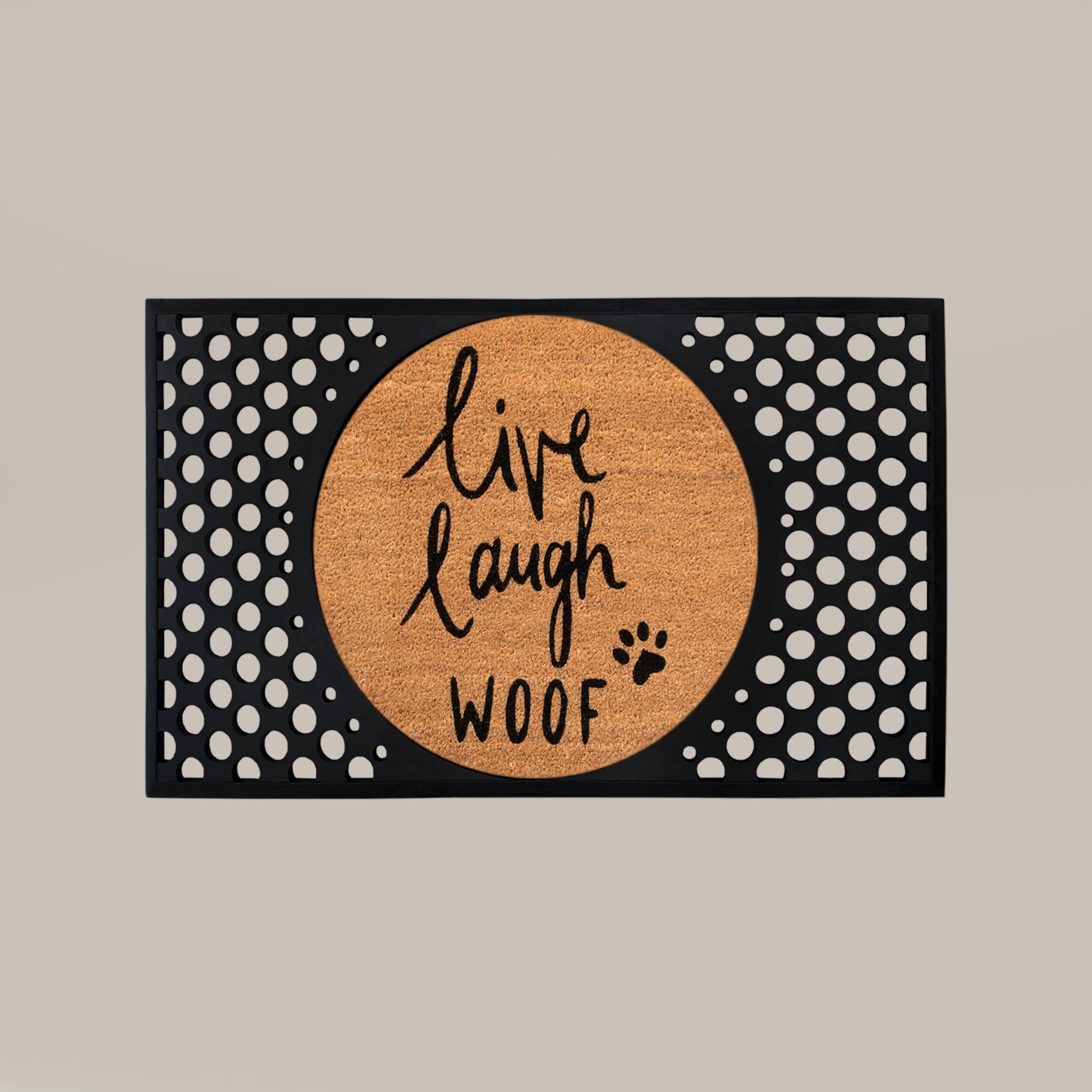 Live Laugh Woof Round Doormat Set – Convertible Two-Piece System
