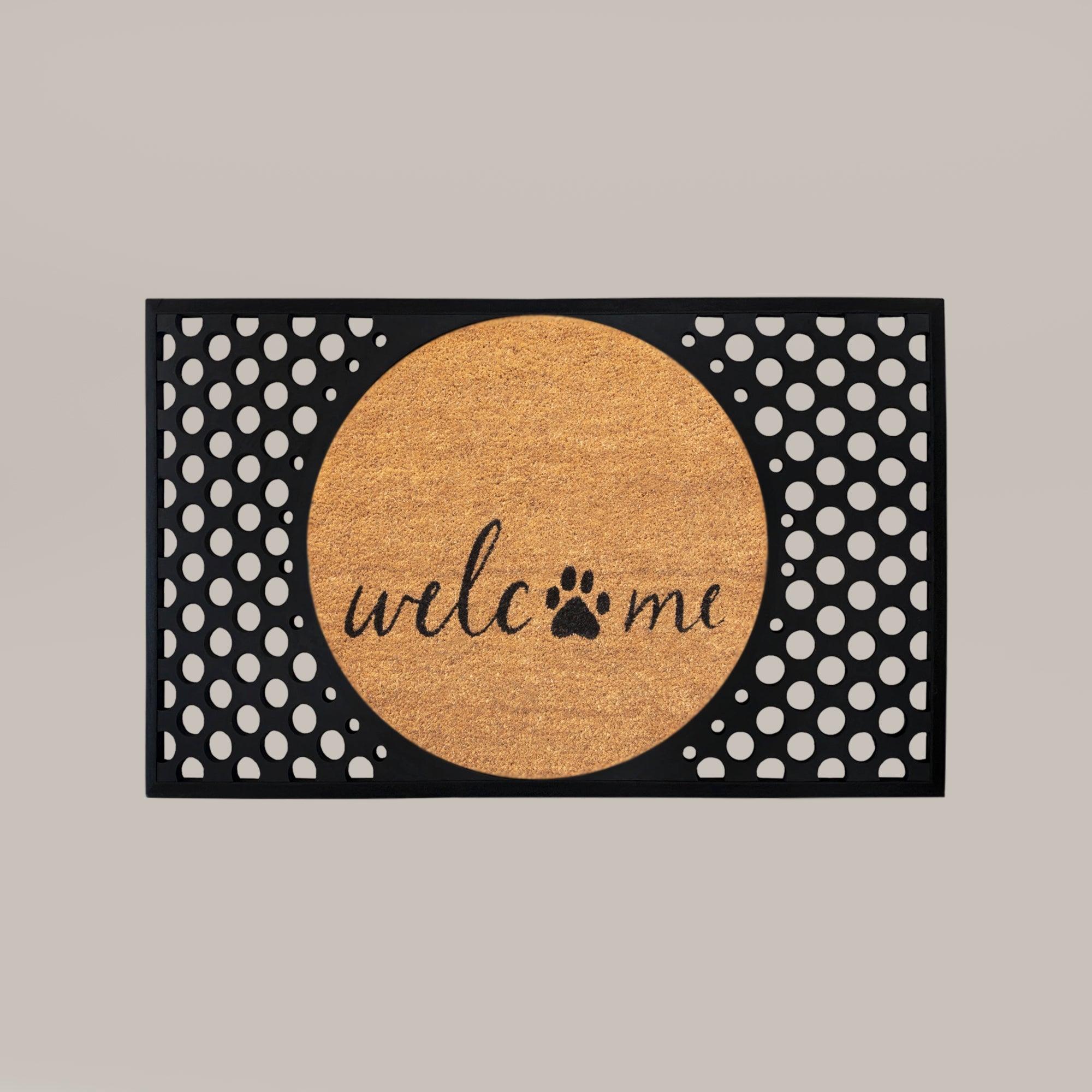 Welcome + Paw Round Doormat Set – Convertible Two-Piece System