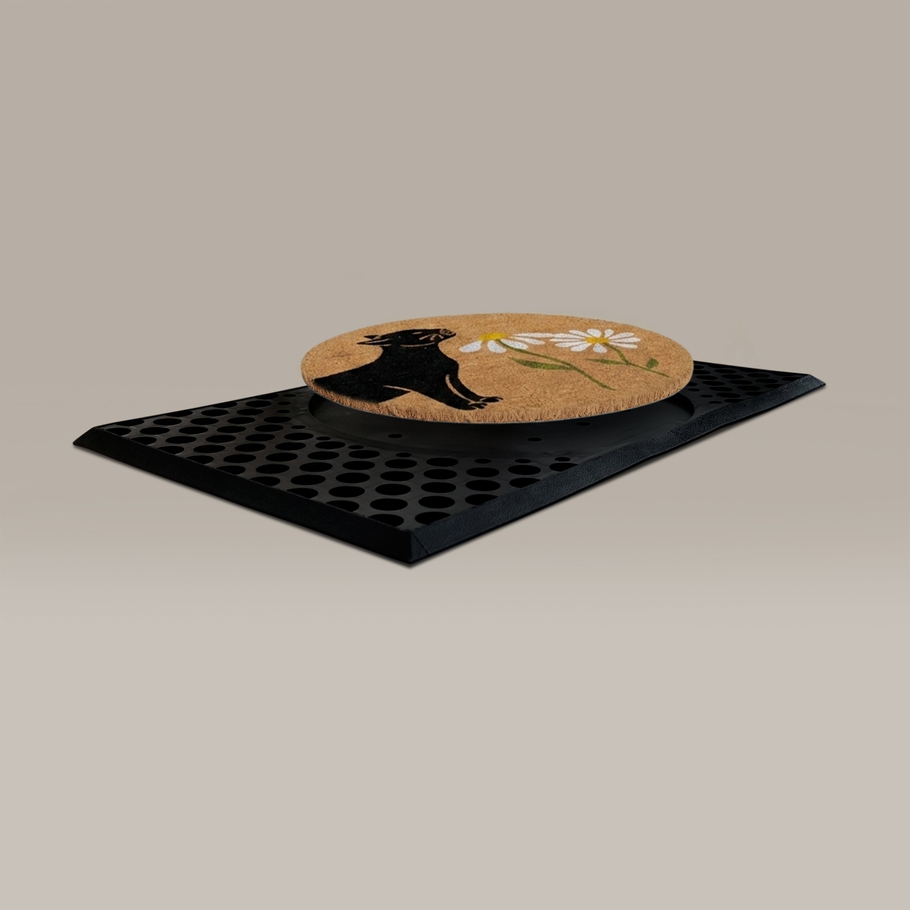 Spring Kitty Round Doormat Set – Convertible Two-Piece System