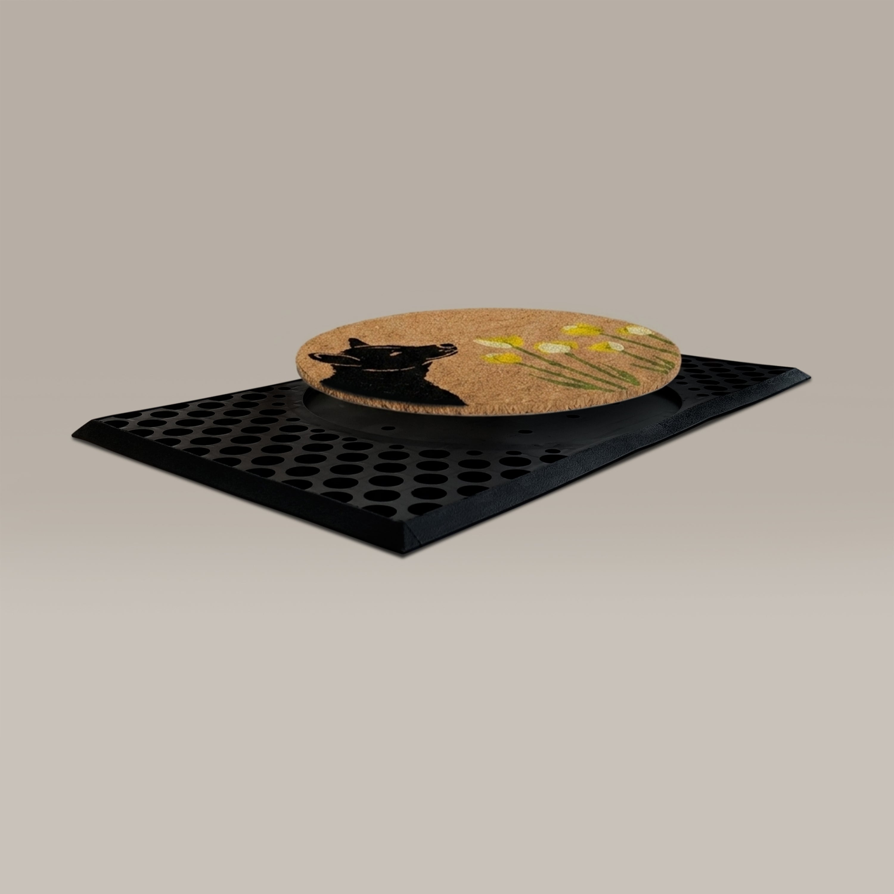 Spring Dog Round Doormat Set – Convertible Two-Piece System