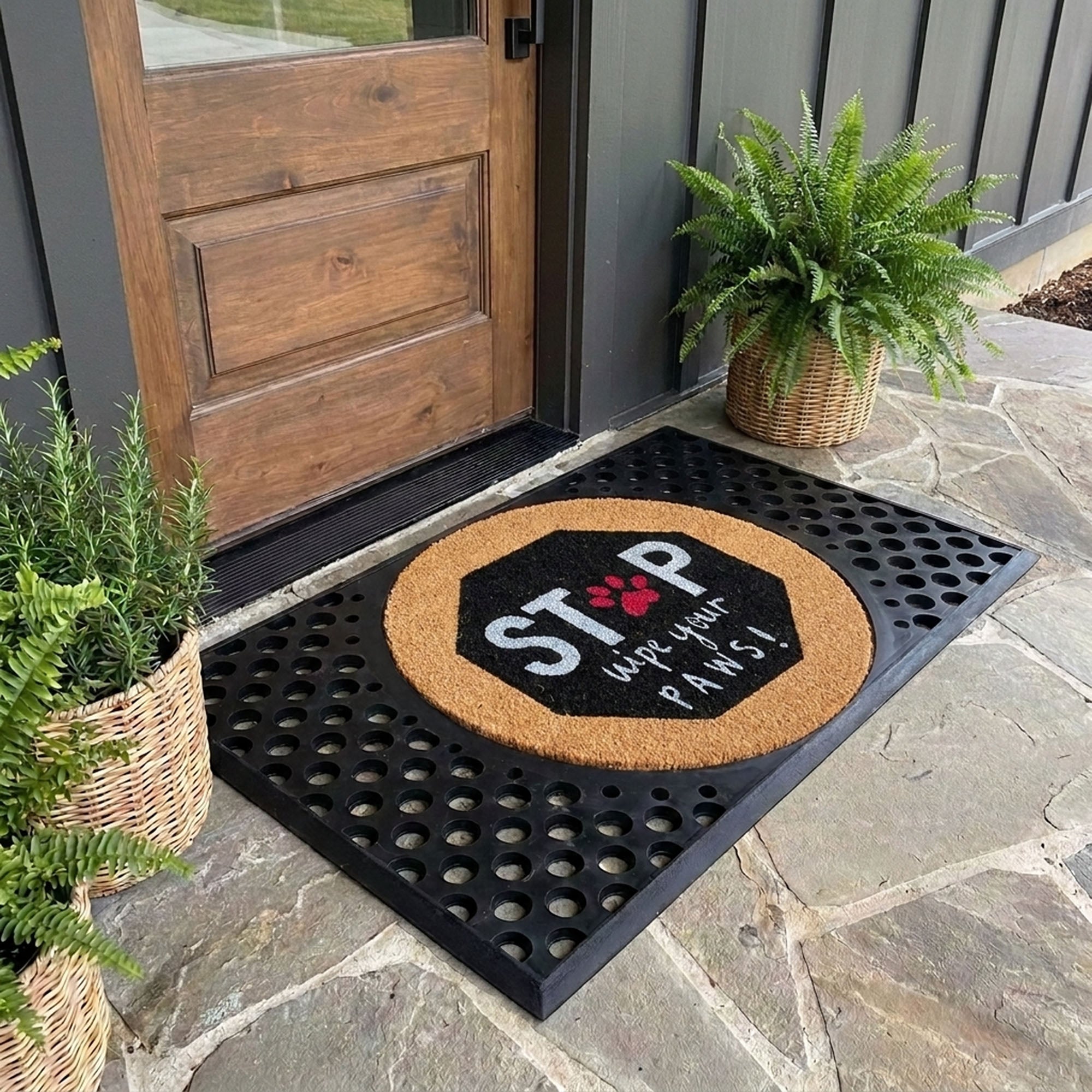 Stop, Wyps Round Doormat Set – Convertible Two-Piece System