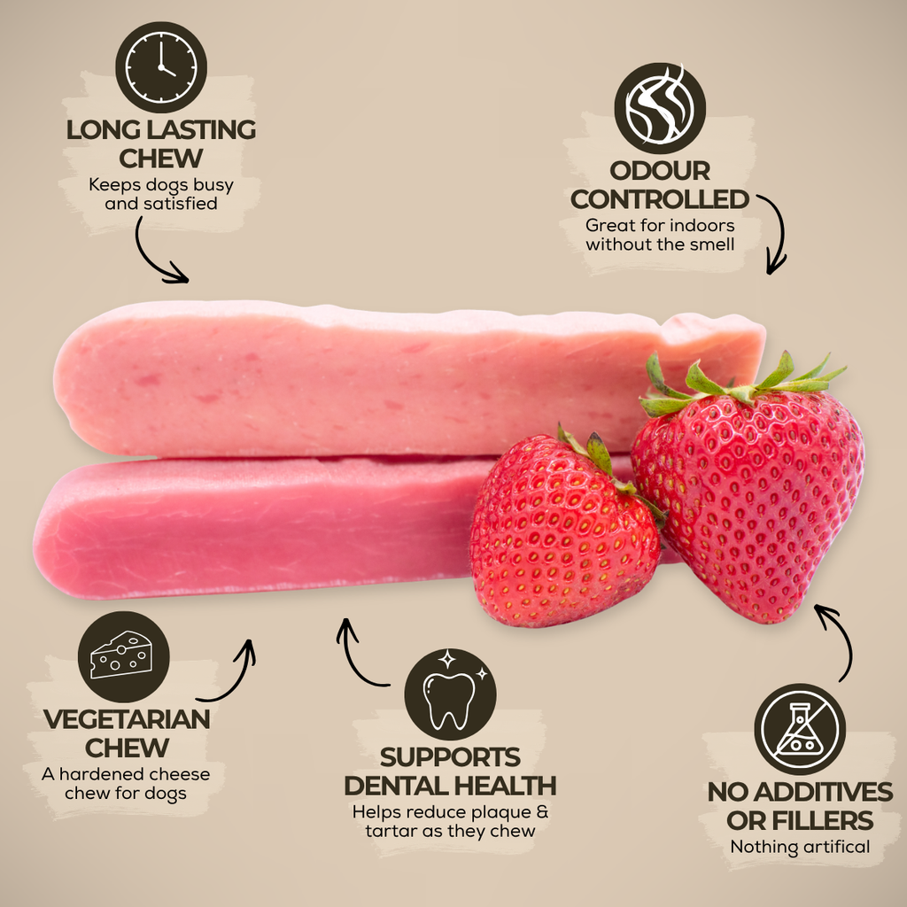 Bully Bunches Strawberry Himalayan Yak Chew – Medium