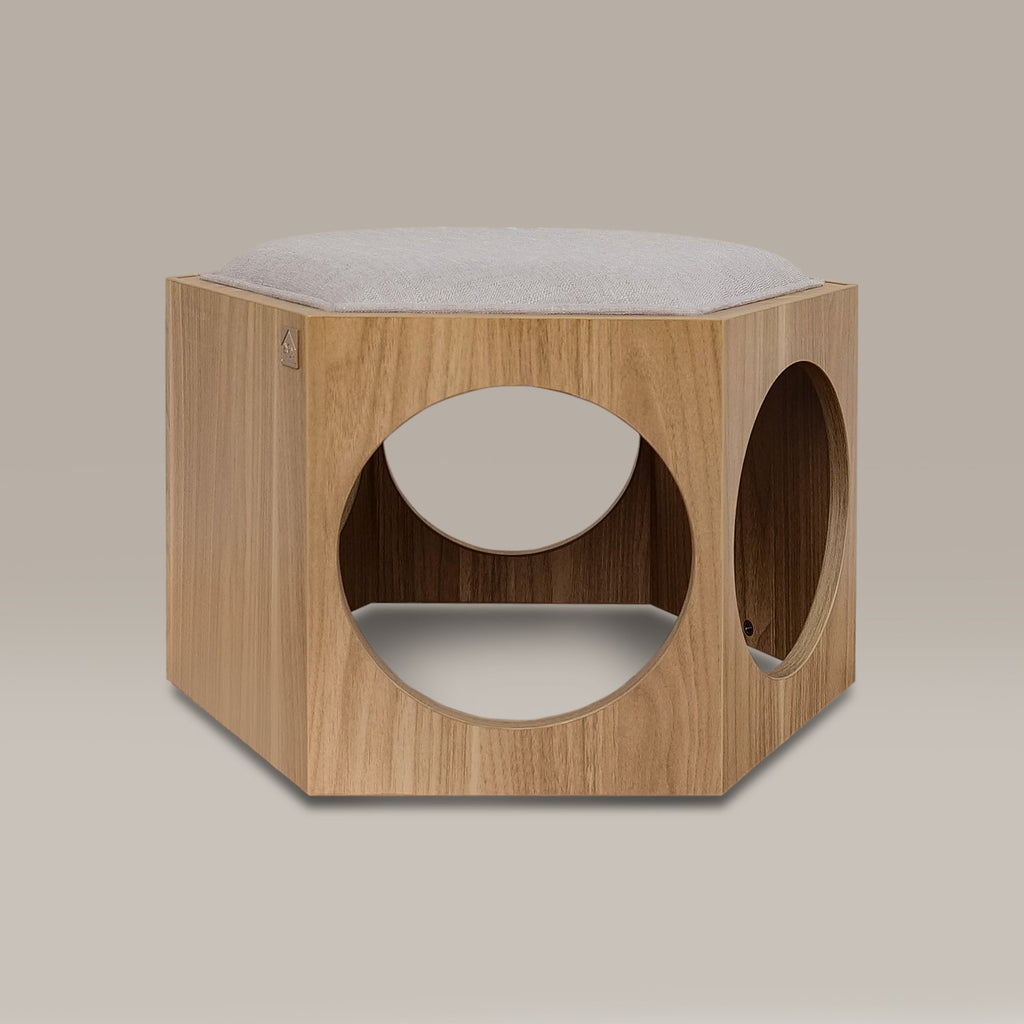 Suki Cat Wall Shelf & Side Table – Walnut, Oak & White