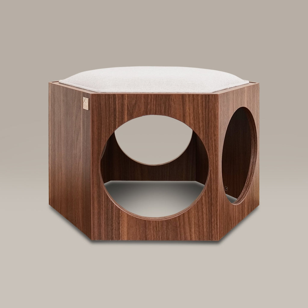 Suki Cat Wall Shelf & Side Table – Walnut, Oak & White