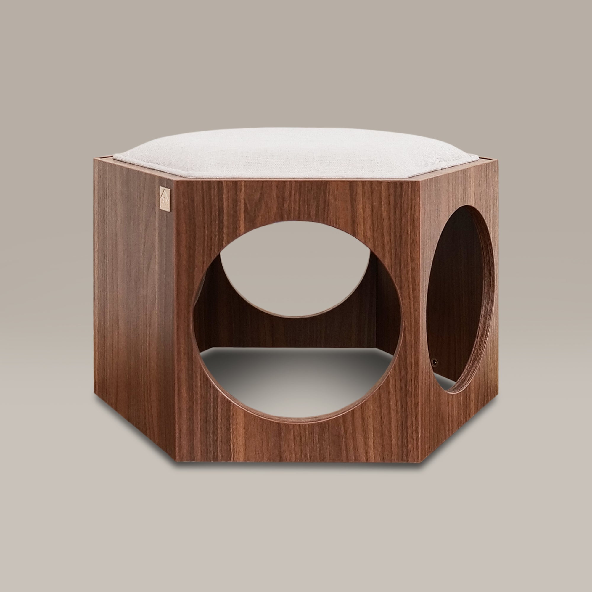 Suki Cat Wall Shelf & Side Table – Walnut, Oak & White